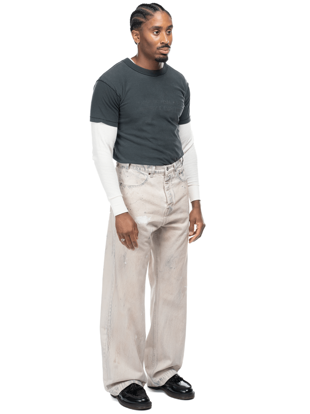 Pre-owned Bare Knuckles Javier Wide Leg Jeans - Morrison Wash In White