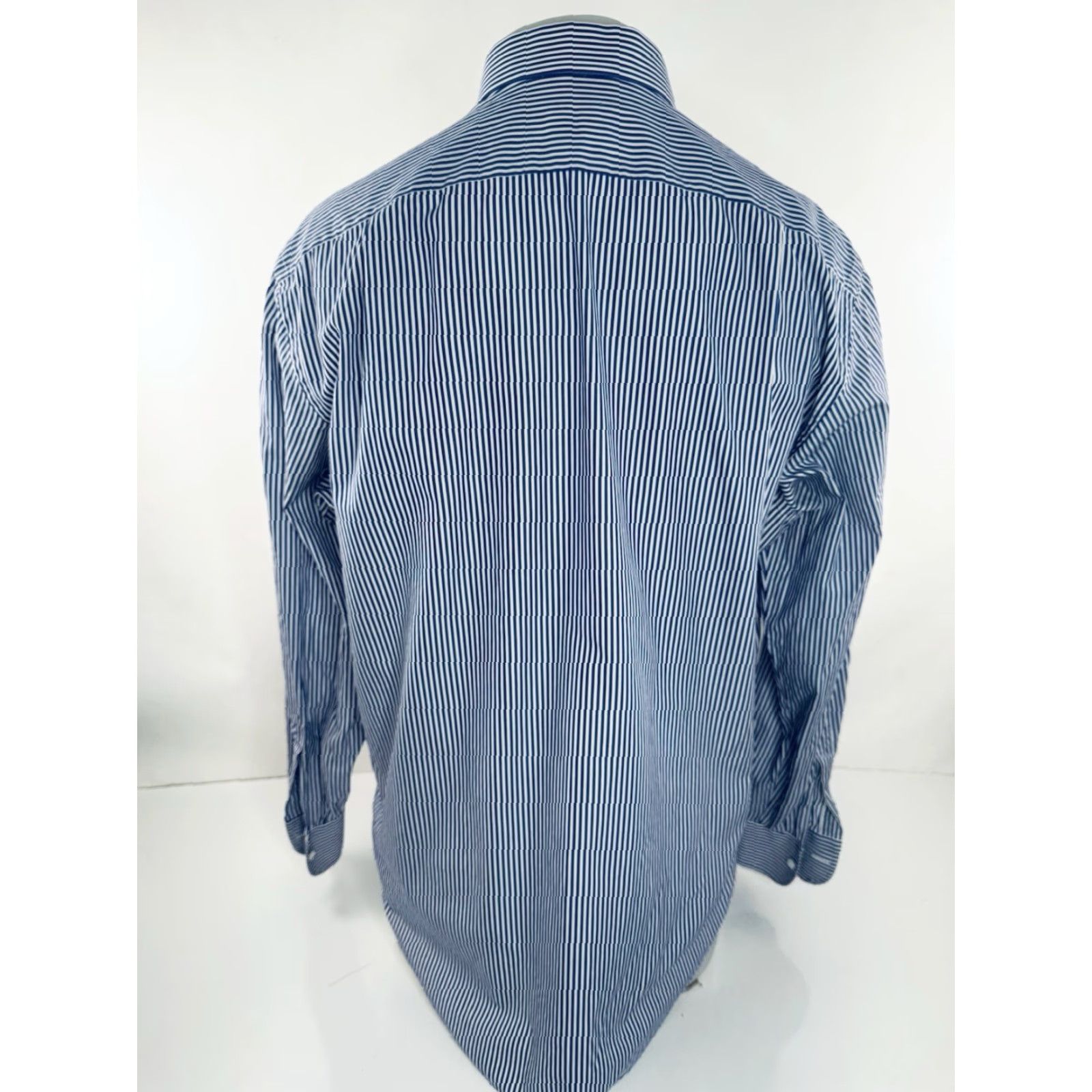 Brioni Brioni Striped Dress Shirt - 16.5 / 42 - Italy - Blue White - Men - Regular - B10 Size 46R - 4 Thumbnail
