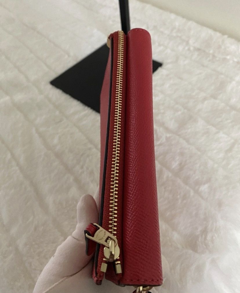 Coach Coach Crossgrain Leather Foldover Wristlet/Wallet in Red Size ONE SIZE - 14 Thumbnail