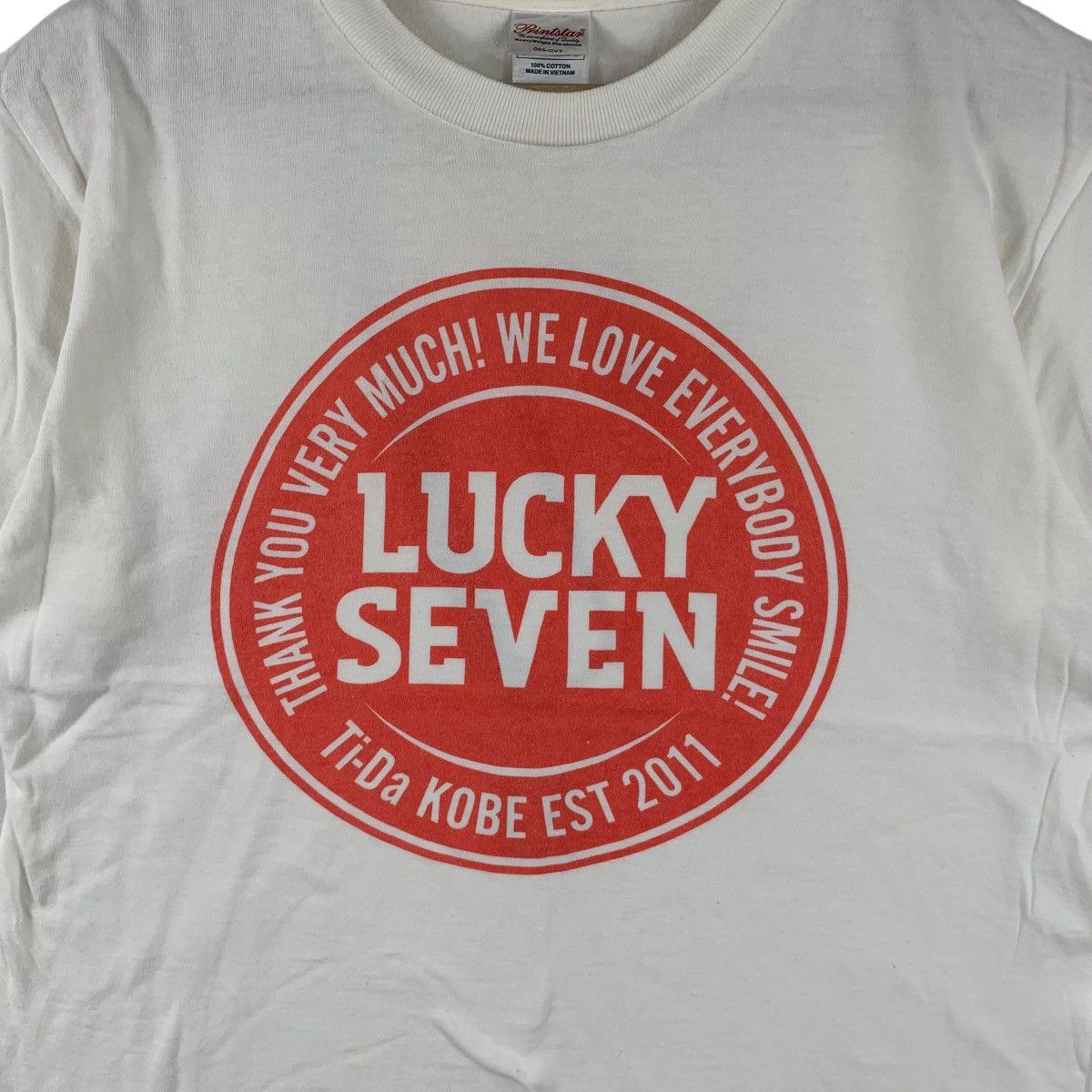 Vintage LUCKY SEVEN TI-DA KOBE Japan Everybody Smile Tee Shirt Top Size US S / EU 44-46 / 1 - 4 Thumbnail