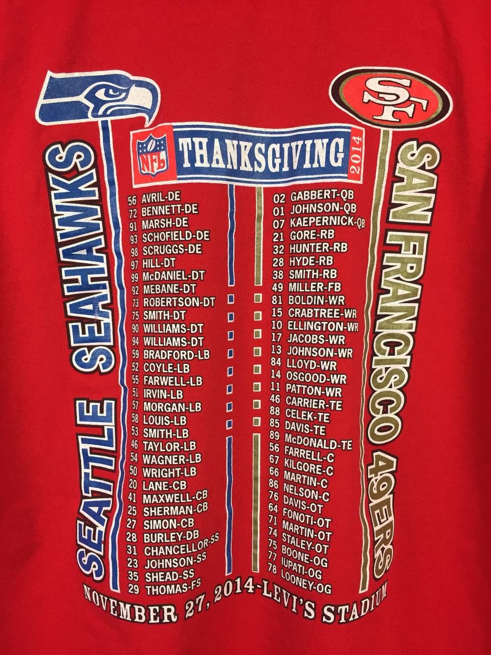NFL NFL Seattle Seahawks San Francisco 49ers Thanks Giving Tee Size US XXL / EU 58 / 5 - 8 Thumbnail