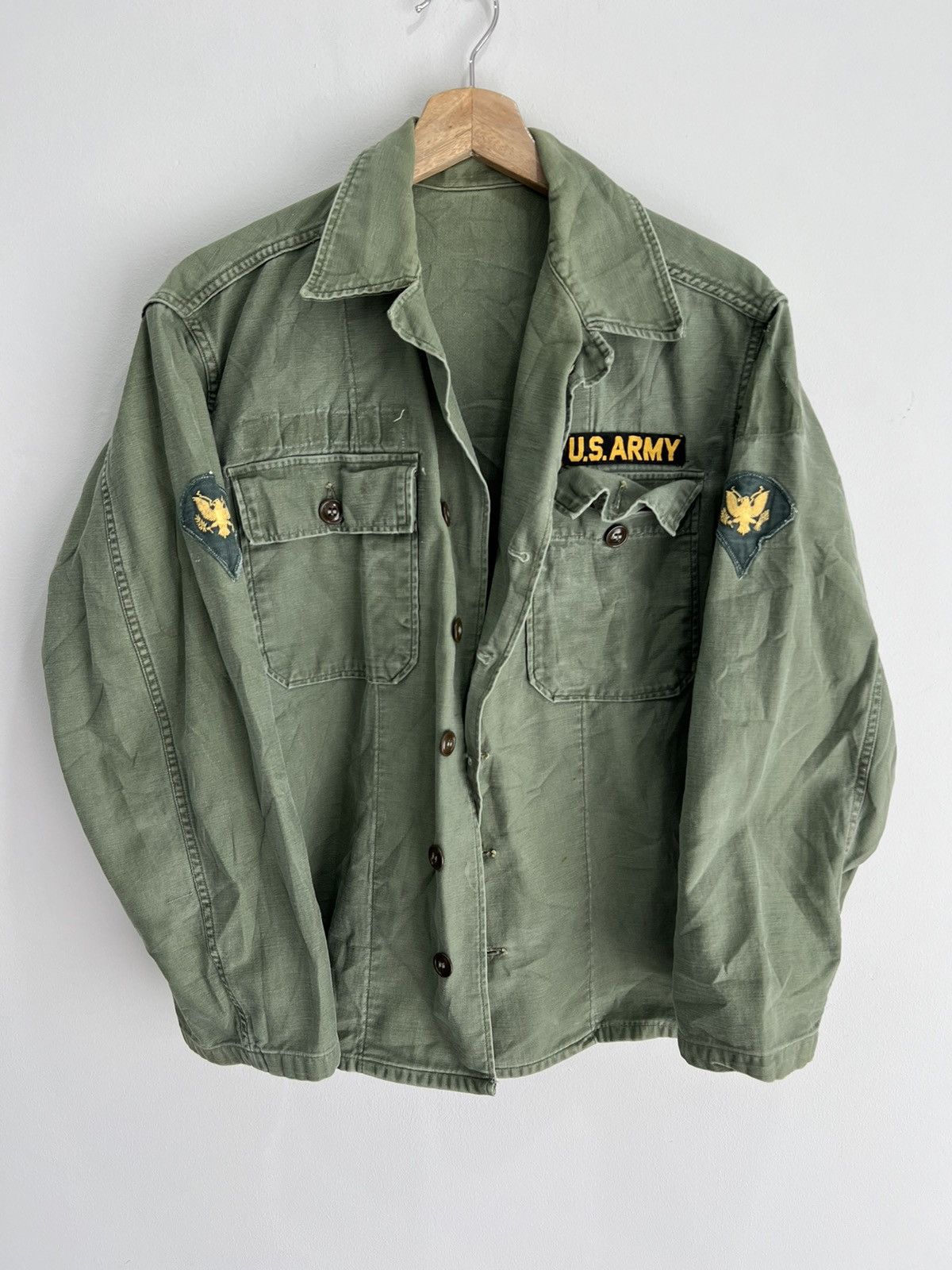 Vinage Army Button Up Shirt War fatigue sateen