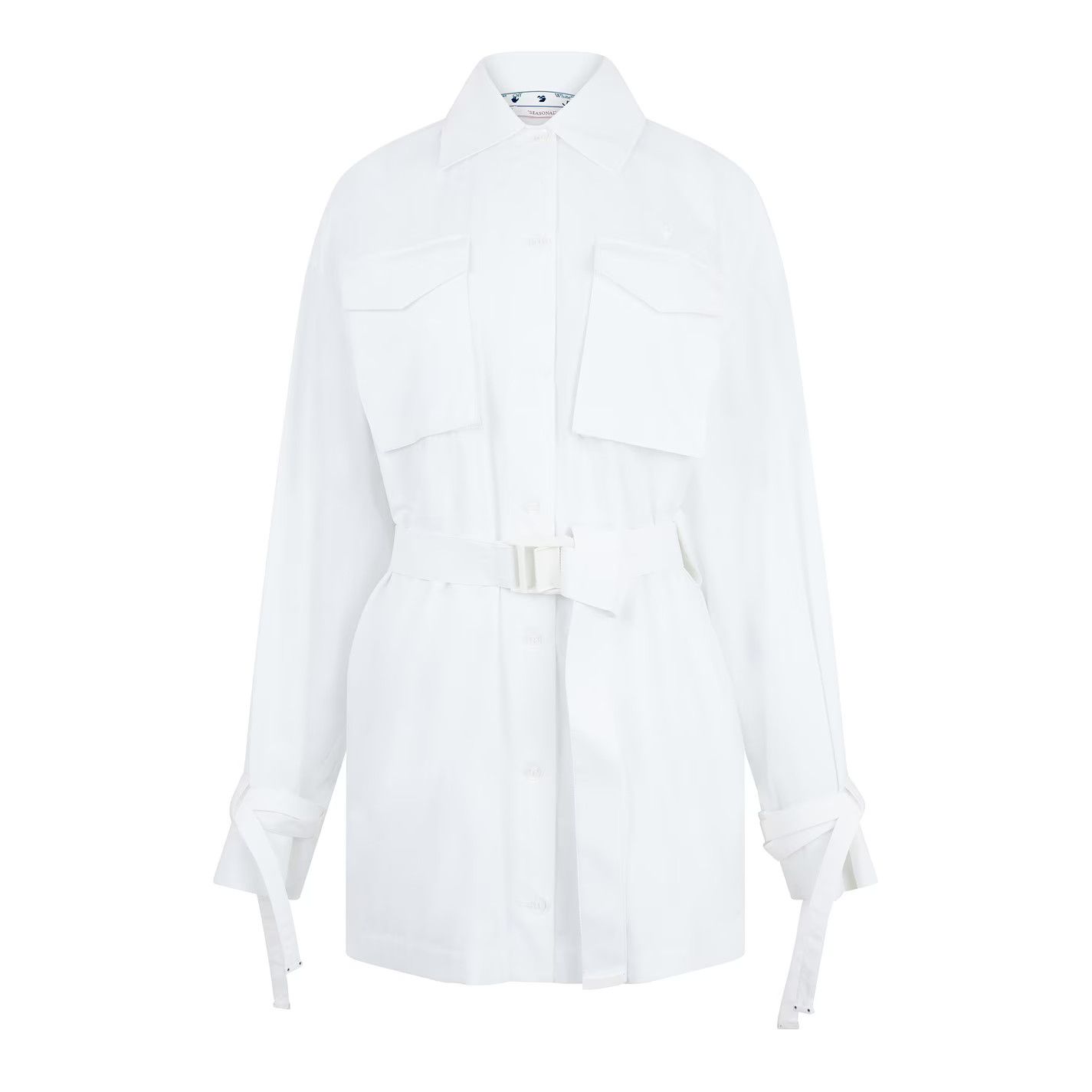 Off-White o1g2r1mq0125 Poplin Short Sleeve Cargo Shirt Dress in White Size XS / US 0-2 / IT 36-38 - 1 Thumbnail