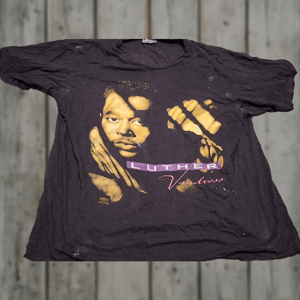 Hanes VINTAGE Luther Vandross Power of Love Tour Concert Rap R&B T Shirt Mens XL Black 1990s Hanes Graphic Tee Mens Size US XL / EU 56 / 4 - 1 Thumbnail
