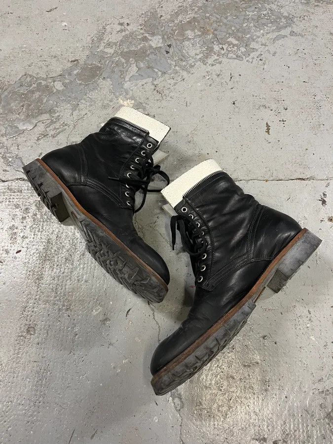 Dries Van Noten AW2017 Dries Van Noten Combat Side Zip Black Leather Boots Size US 11 / EU 44 - 3 Thumbnail