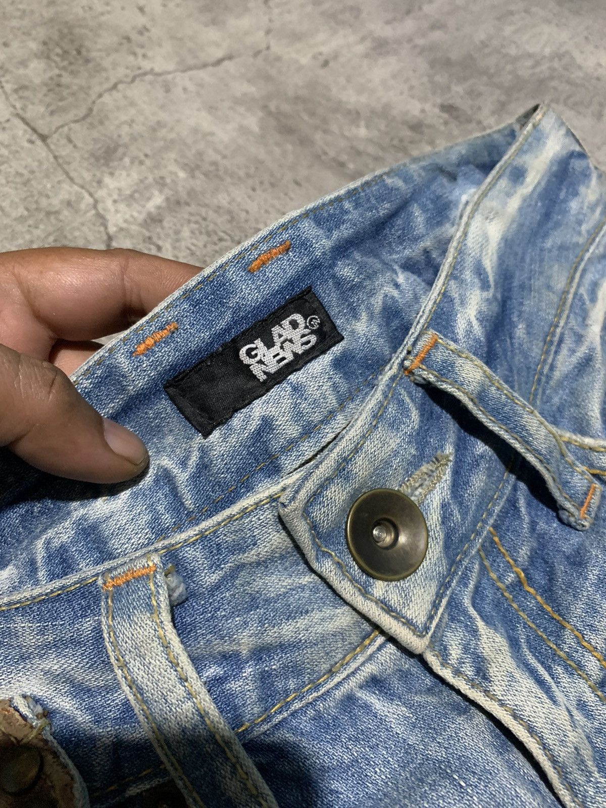 Isamu Katayama Backlash 2000s Glad News cowhide leather pocket ripped flare jeans Size US 29 - 8 Thumbnail