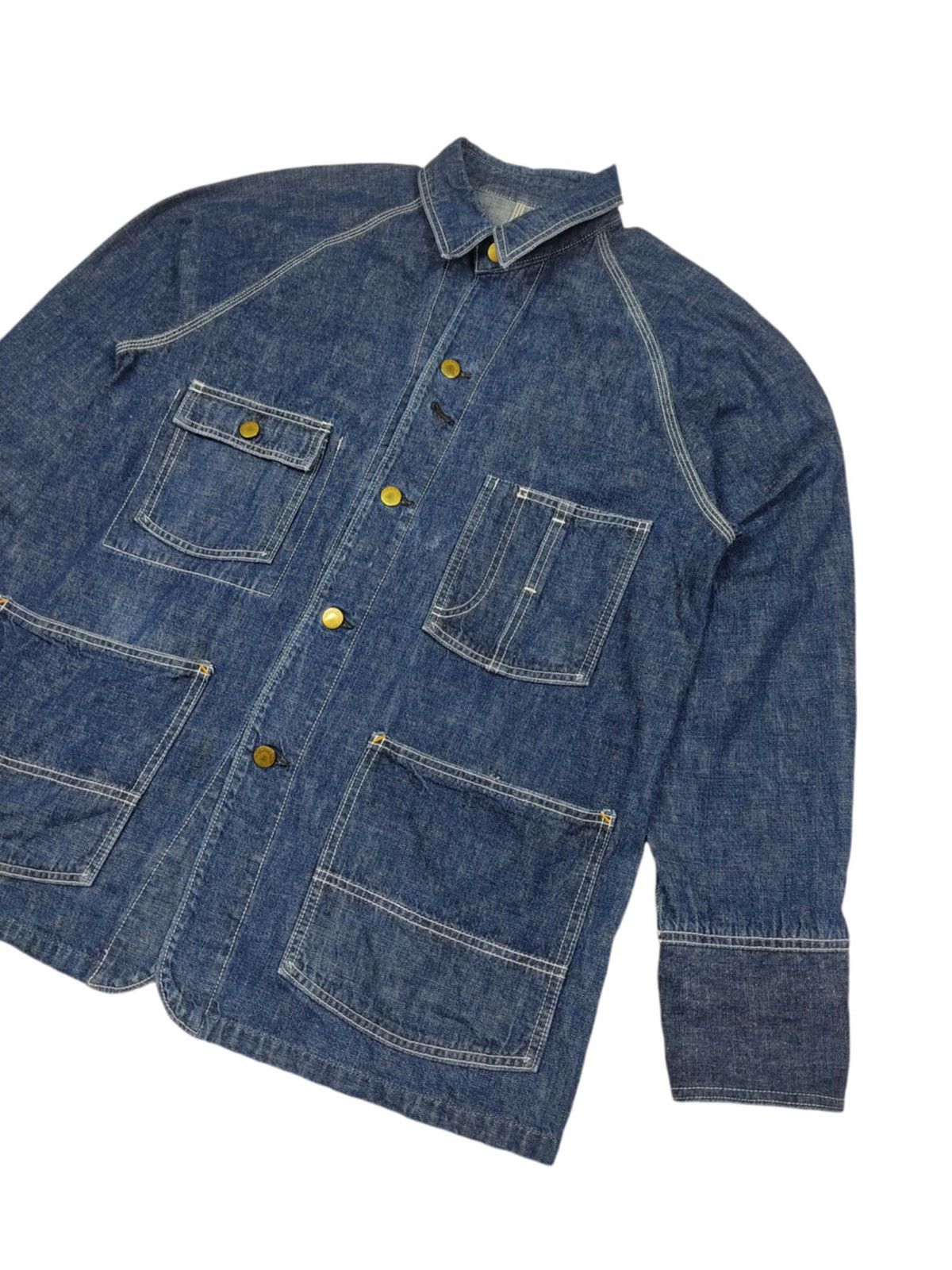 Big John × Vintage RARE Vintage BIG JOHN Denim Cactus Indigo Caverall Jacket Size US L / EU 52-54 / 3 - 3 Thumbnail