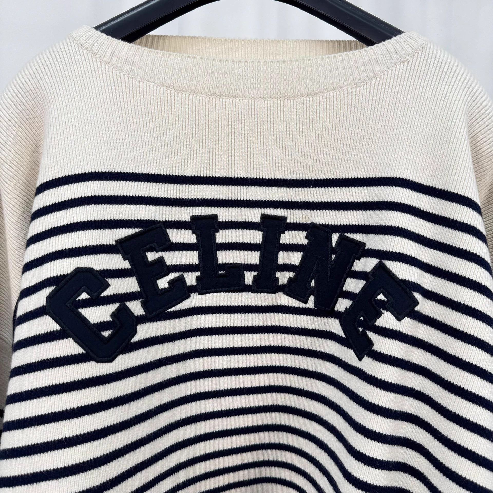 Celine Celine embroidered logo stripe knit sweater S mint Size S / US 4 / IT 40 - 3 Thumbnail