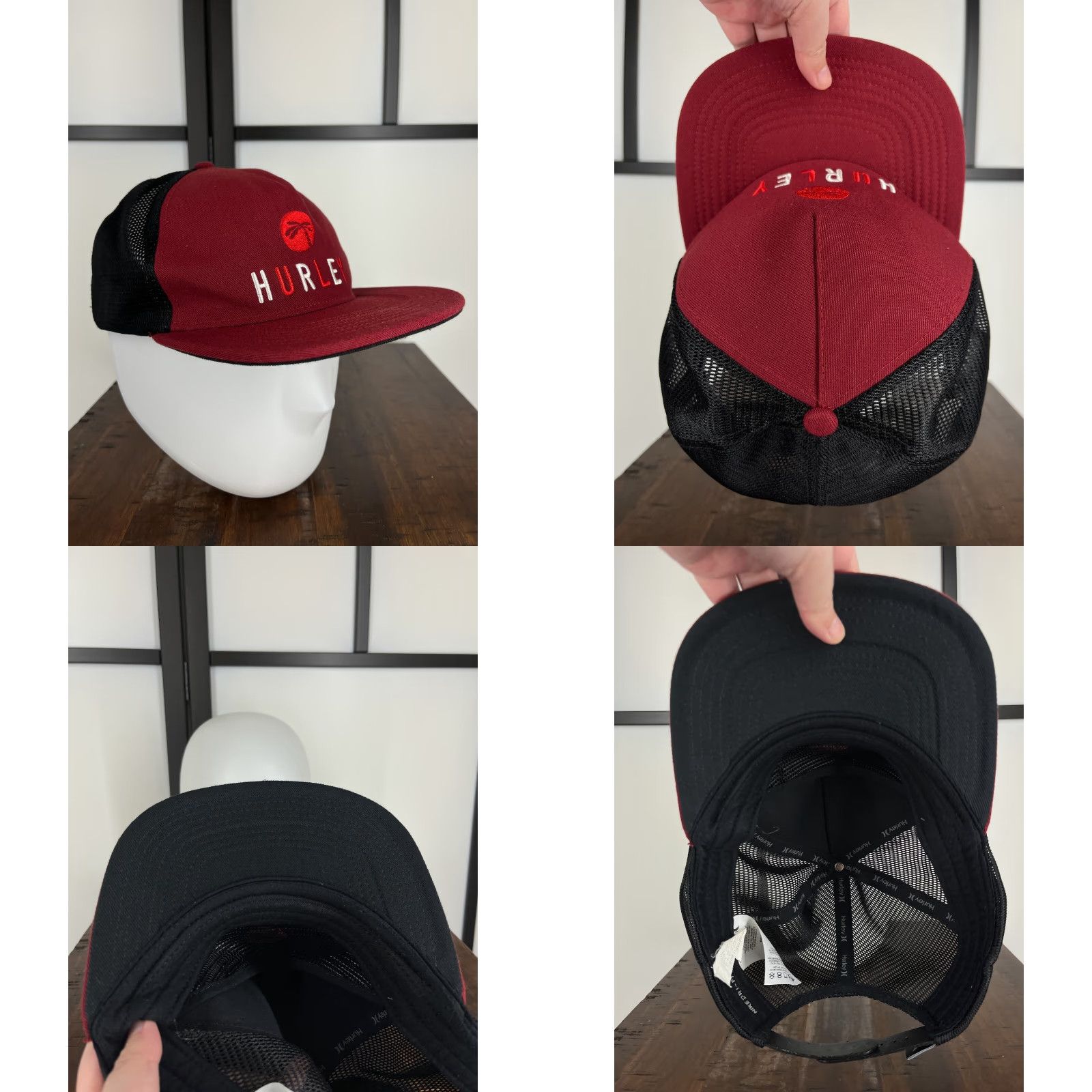 Hurley Hurley Hat Cap Snap Back Adult One Size Red Trucker 100% Polyester Palm Skate Beach Adjustable Men Hat Size ONE SIZE - 8 Thumbnail