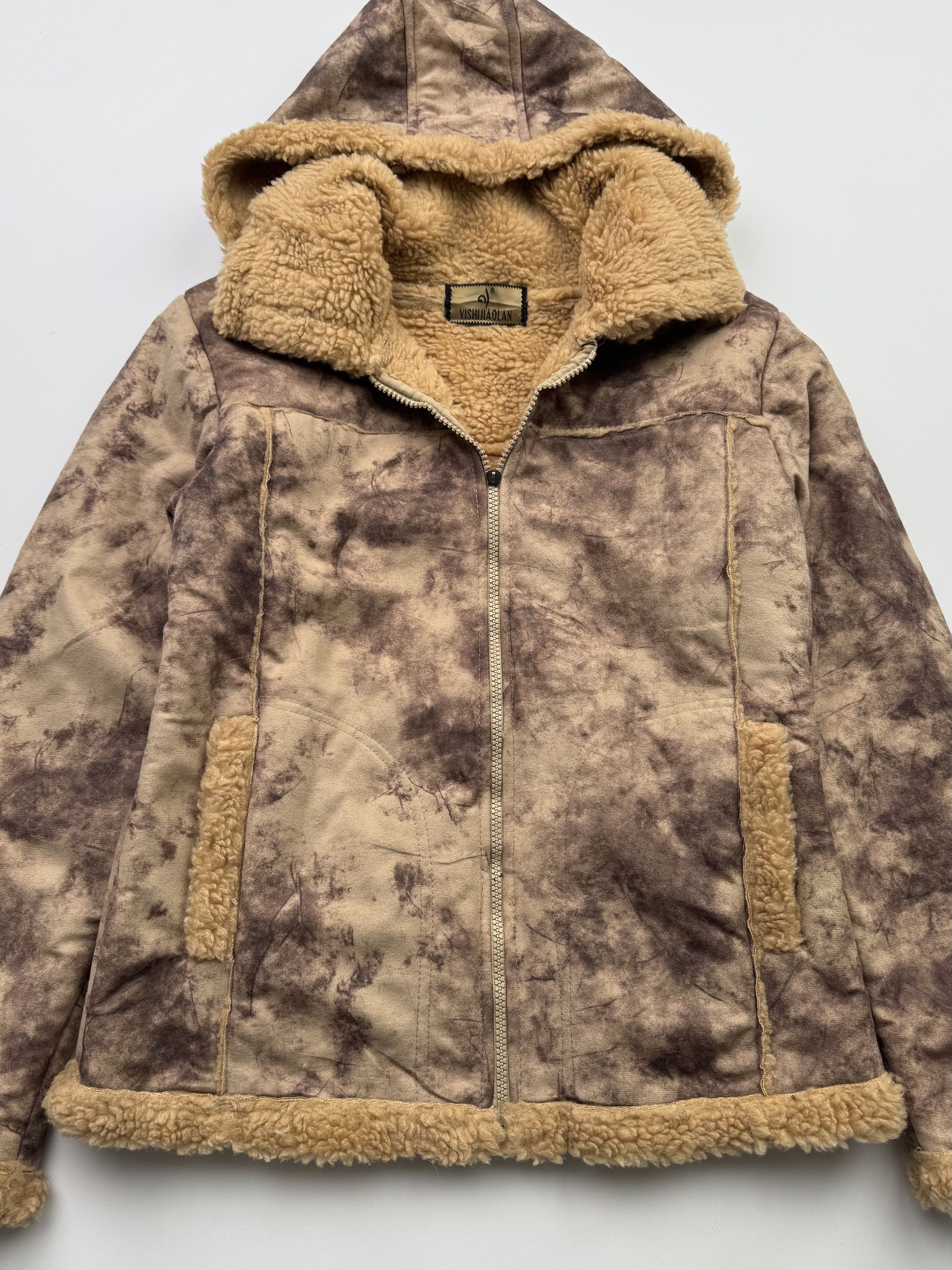 Japanese Brand Vintage Faux Sheepskin Faded Hooded Jacket B388(V48)E2 Size S / US 4 / IT 40 - 4 Thumbnail