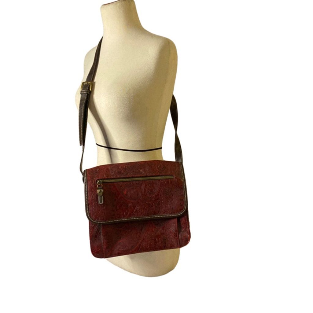 Relic Red Leather Crossbody Bag Leather Adjustable Strap, Women's