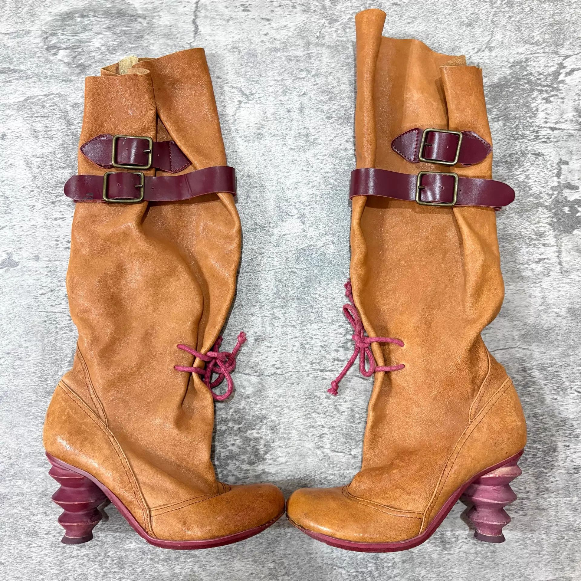 Other Irregular Choice Vtg Asymmetric Chunky Buckle Slouch Boot 37 Size US 6.5 / IT 36.5 - 1 Thumbnail