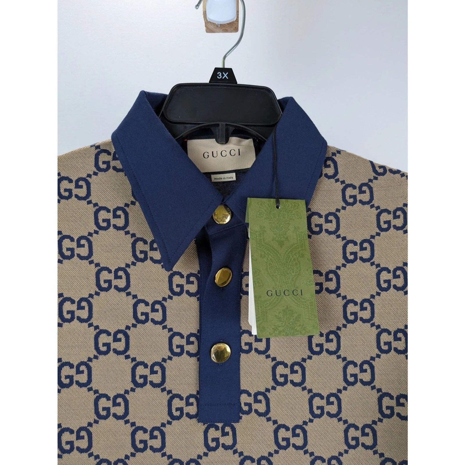 Gucci o1rshd1 GG Polo in Brown/Navy Size US L / EU 52-54 / 3 - 6 Thumbnail