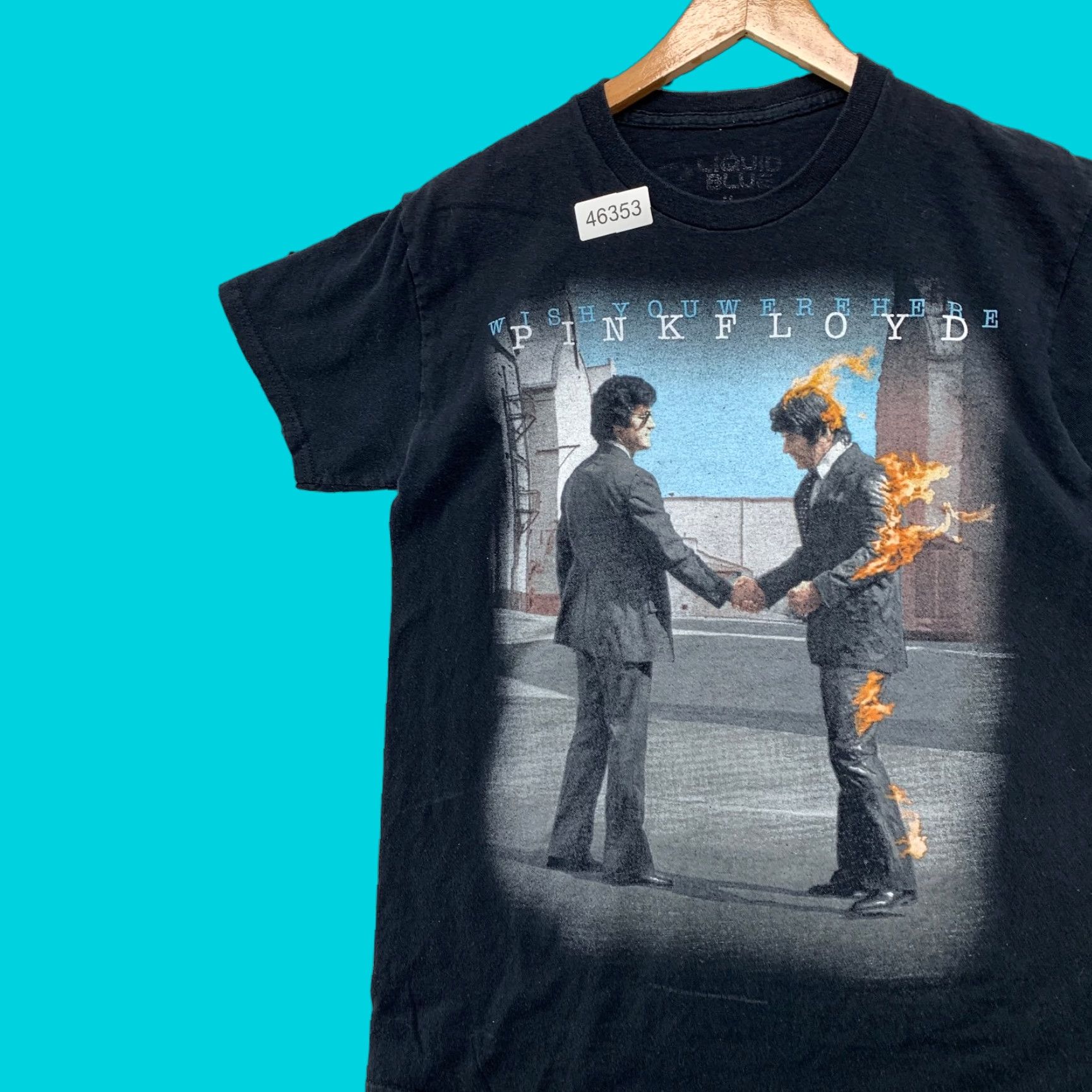 Liquid Blue VINTAGE Pink Floyd Wish You Were Here Shirt Mens Medium Black Cover Art Burning Man Size US M / EU 48-50 / 2 - 1 Thumbnail