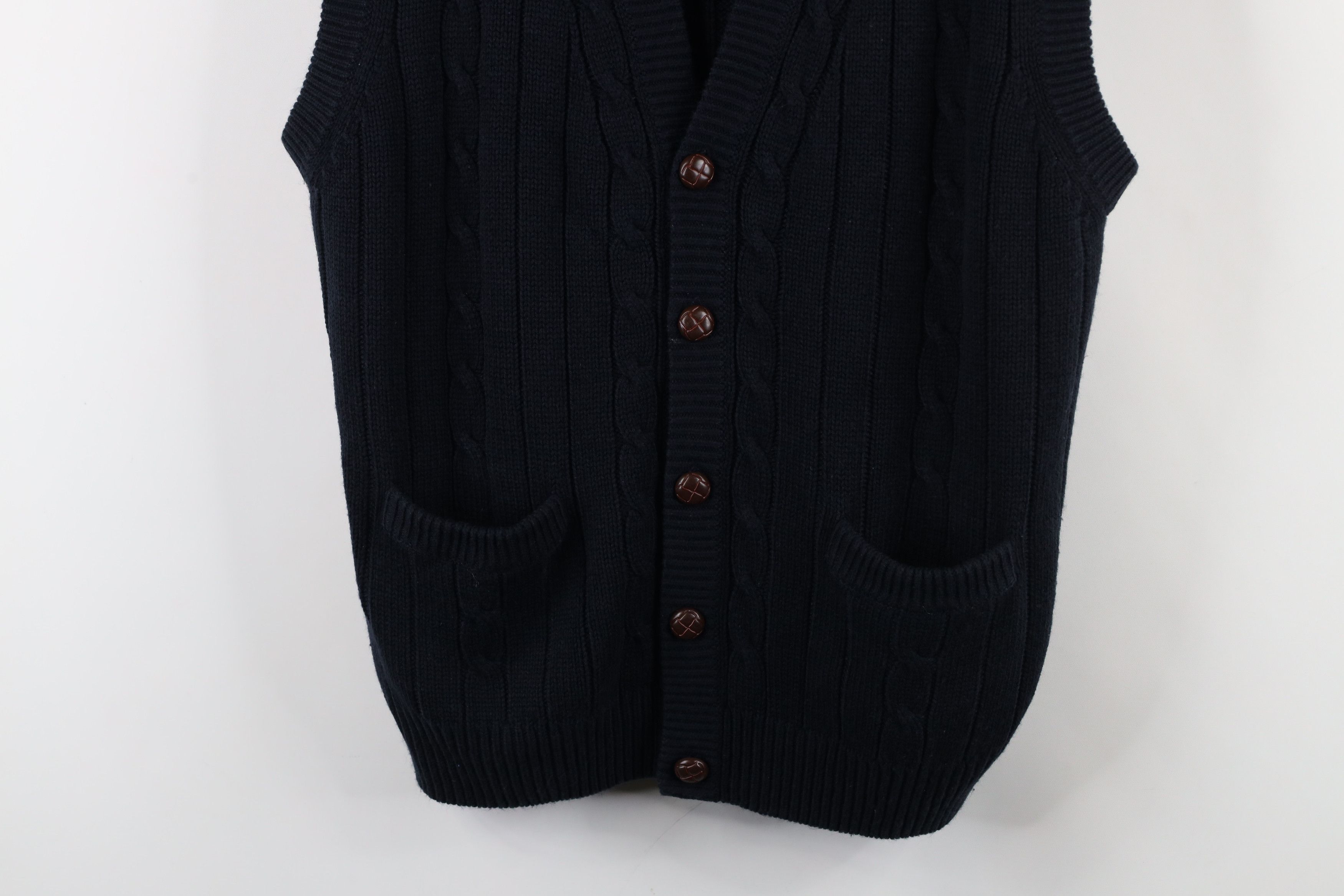 Vintage Vintage 90s Streetwear Cable Knit Cardigan Sweater Vest Blue Size US L / EU 52-54 / 3 - 3 Thumbnail