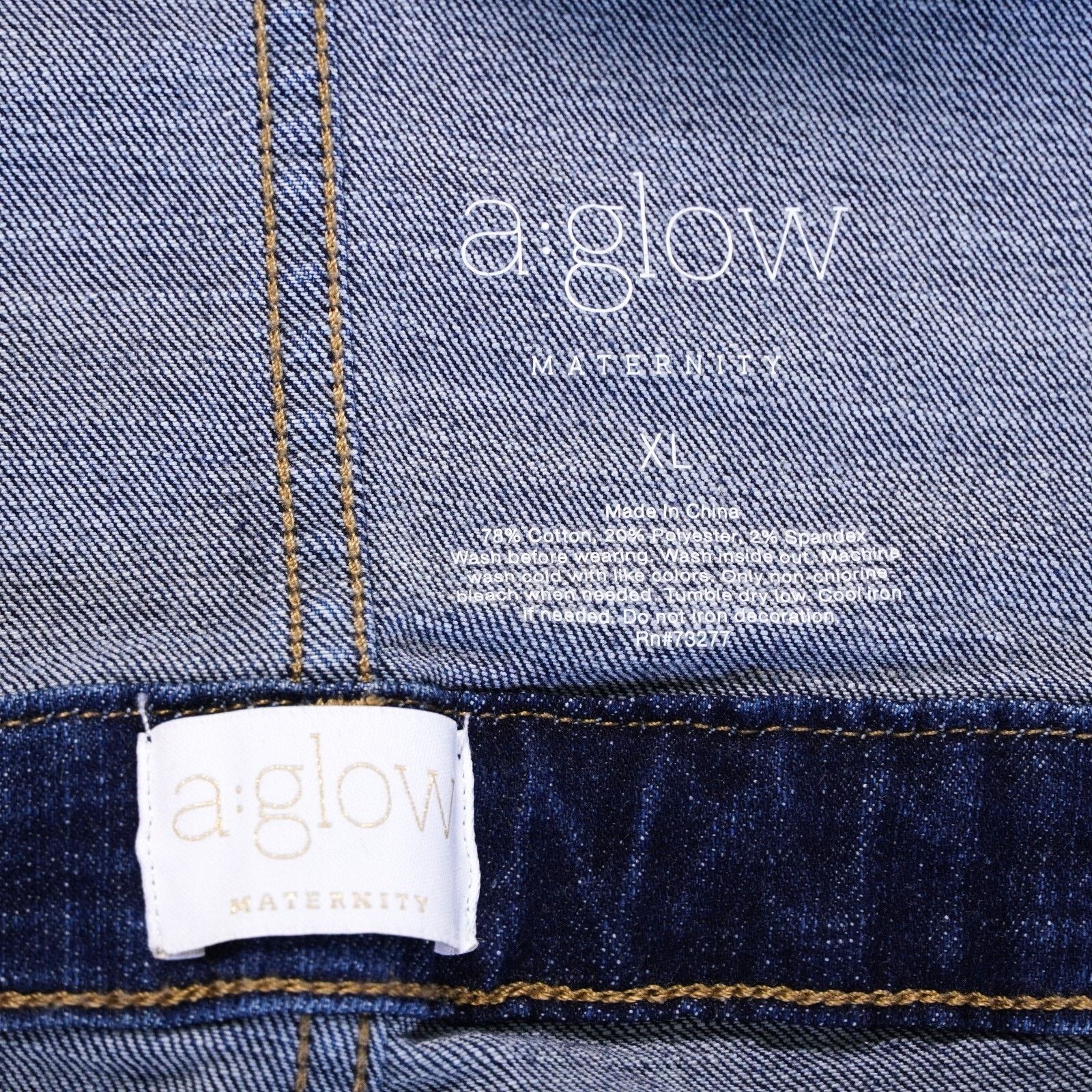 Other A:glow Maternity Denim Overall Jeans Straight Wide Pants XL Size 42" / US 20 - 9 Thumbnail