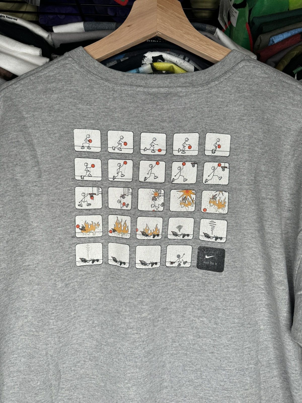 Nike × Vintage Vintage Nike Basketball Stick Figure Sketch Large Tee Size US L / EU 52-54 / 3 - 2 Thumbnail
