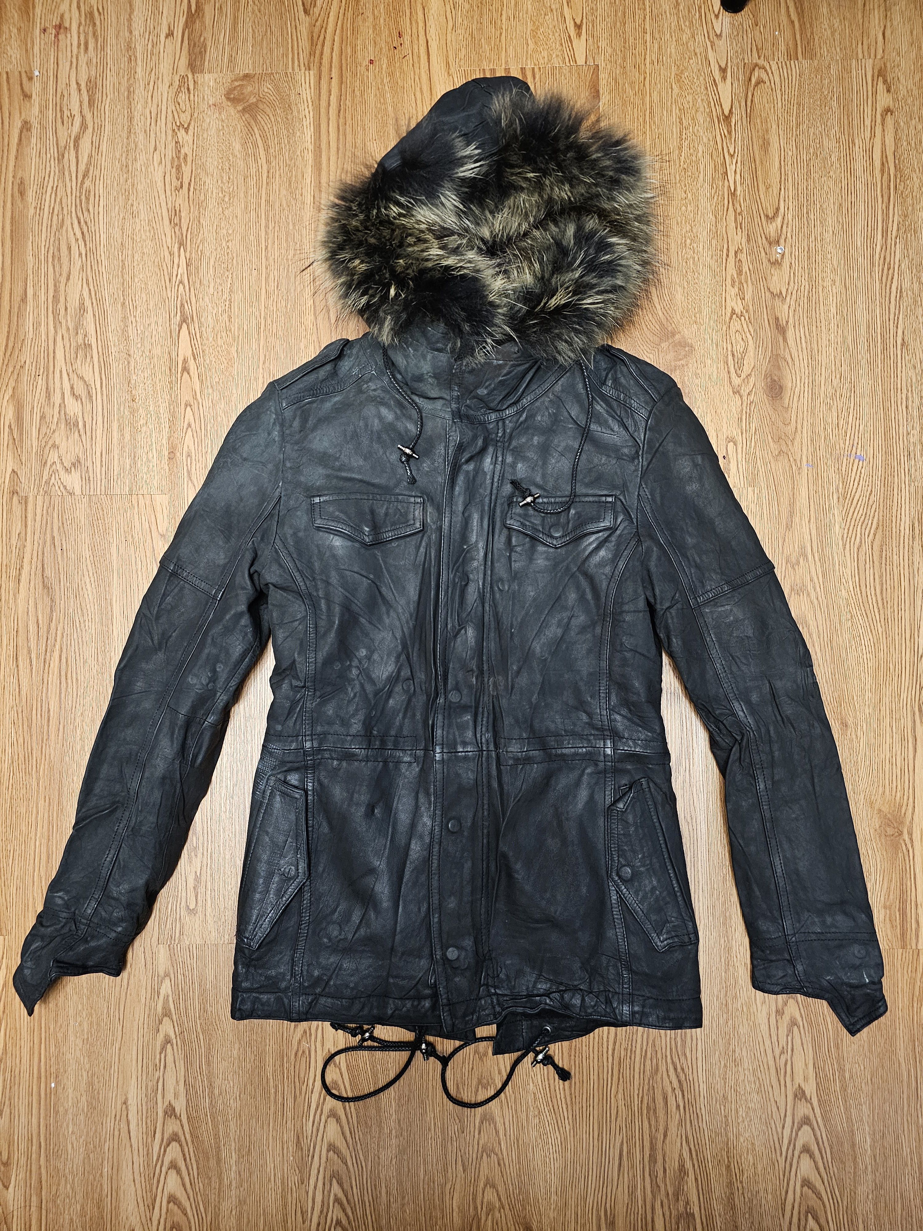 Fur Mink Shellac Lamb Leather Parka Hoodie