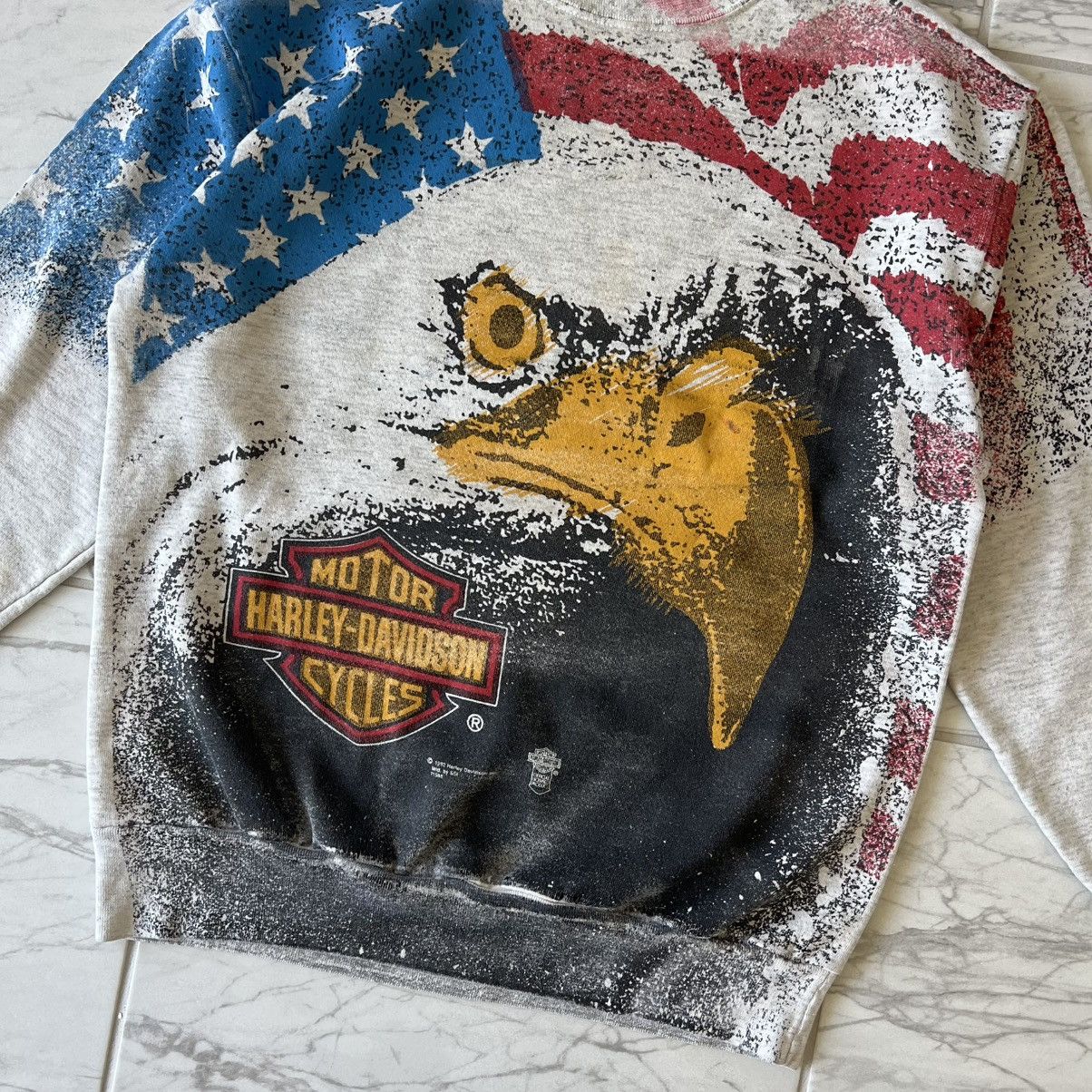 Harley Davidson 1992 Harley Davidson All-Over Print Crewneck Sweater Size US M / EU 48-50 / 2 - 2 Thumbnail