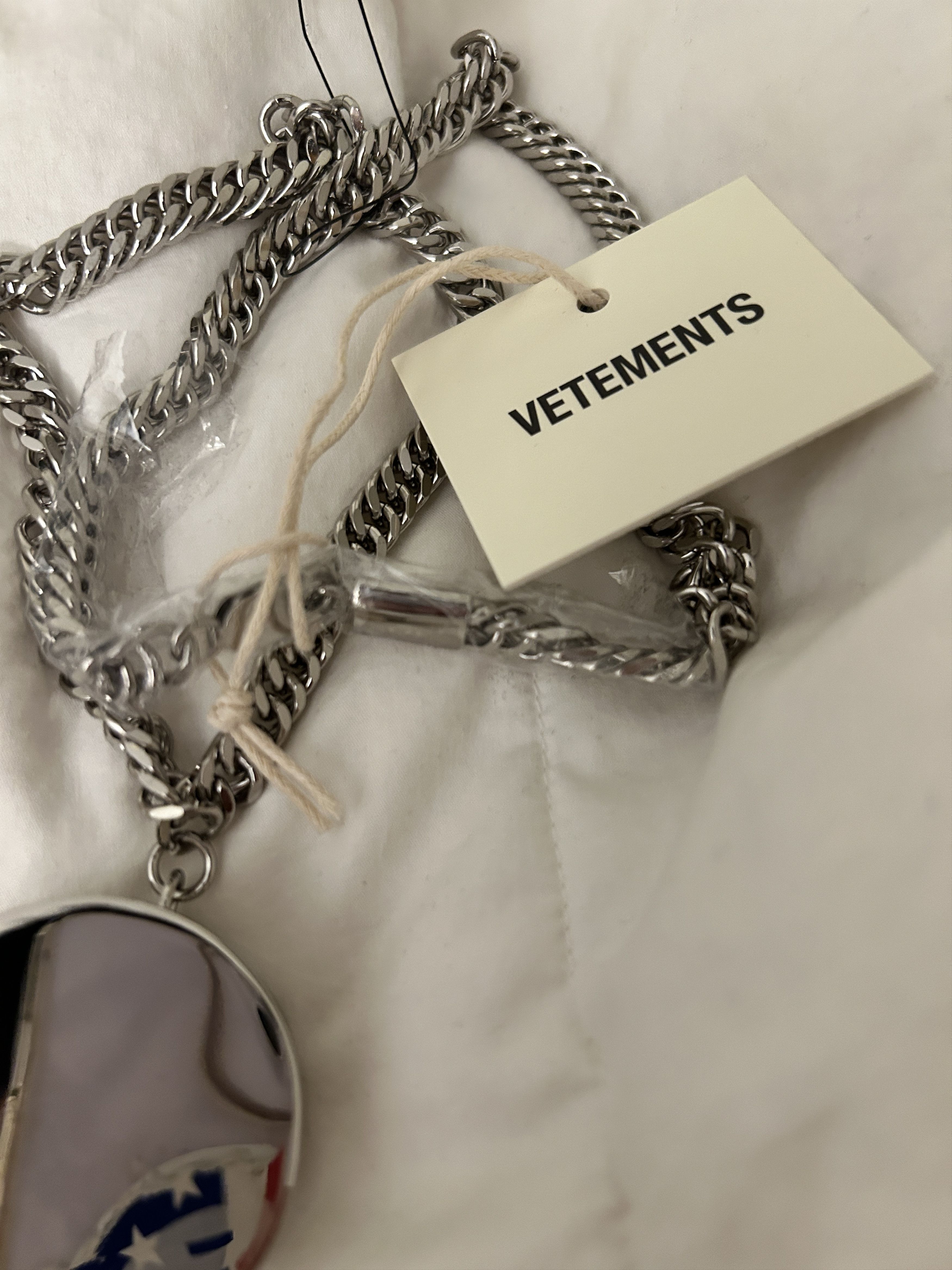 Vetements Grinder necklace silver pendant logo Size ONE SIZE - 10 Thumbnail