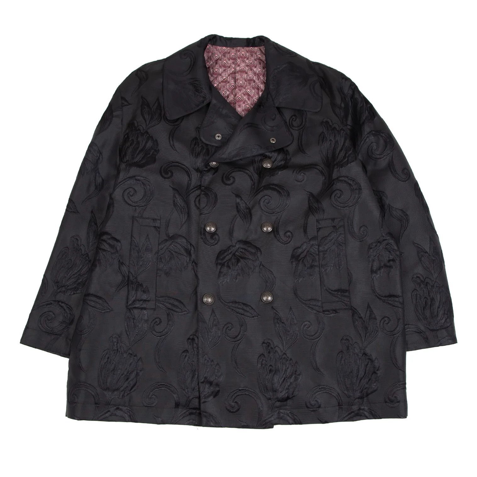 Jean Paul Gaultier Quilted Flower Jacquard Grosgrain Coat in Black, Size 48 Size US M / EU 48-50 / 2 - 1 Thumbnail