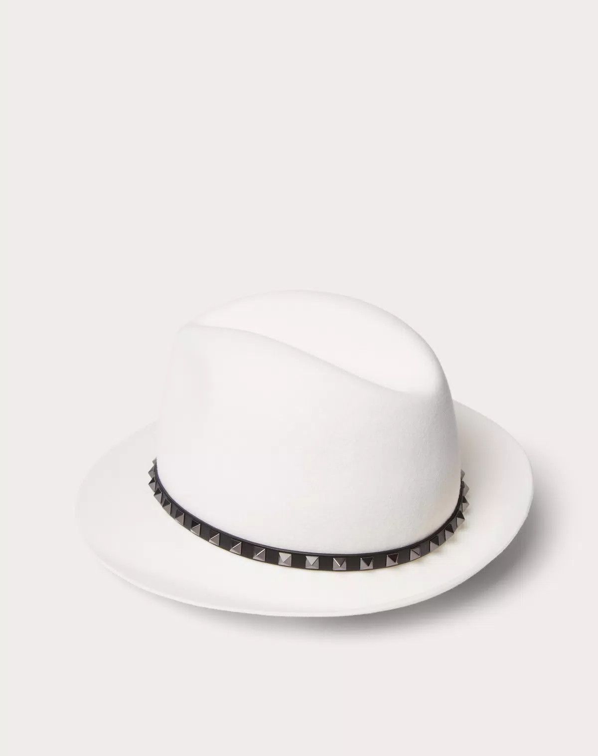 Valentino oc11z0725 Size:57/Rockstud Wool And Leather Hat in White Size ONE SIZE - 3 Thumbnail