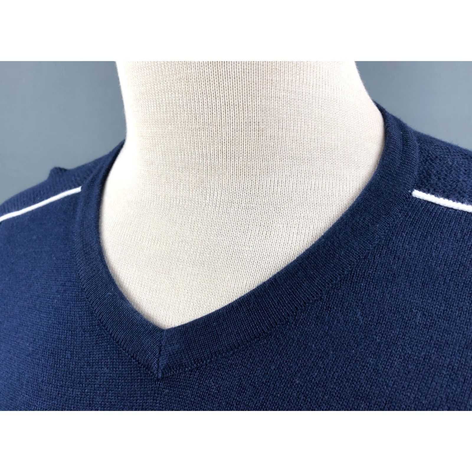 Lacoste Lacoste Sweatshirt Blue Cotton XL Pullover Men V-Neck Logo Embroidered Jumper Jersey Knit Long Sleeve" Size US XL / EU 56 / 4 - 7 Thumbnail