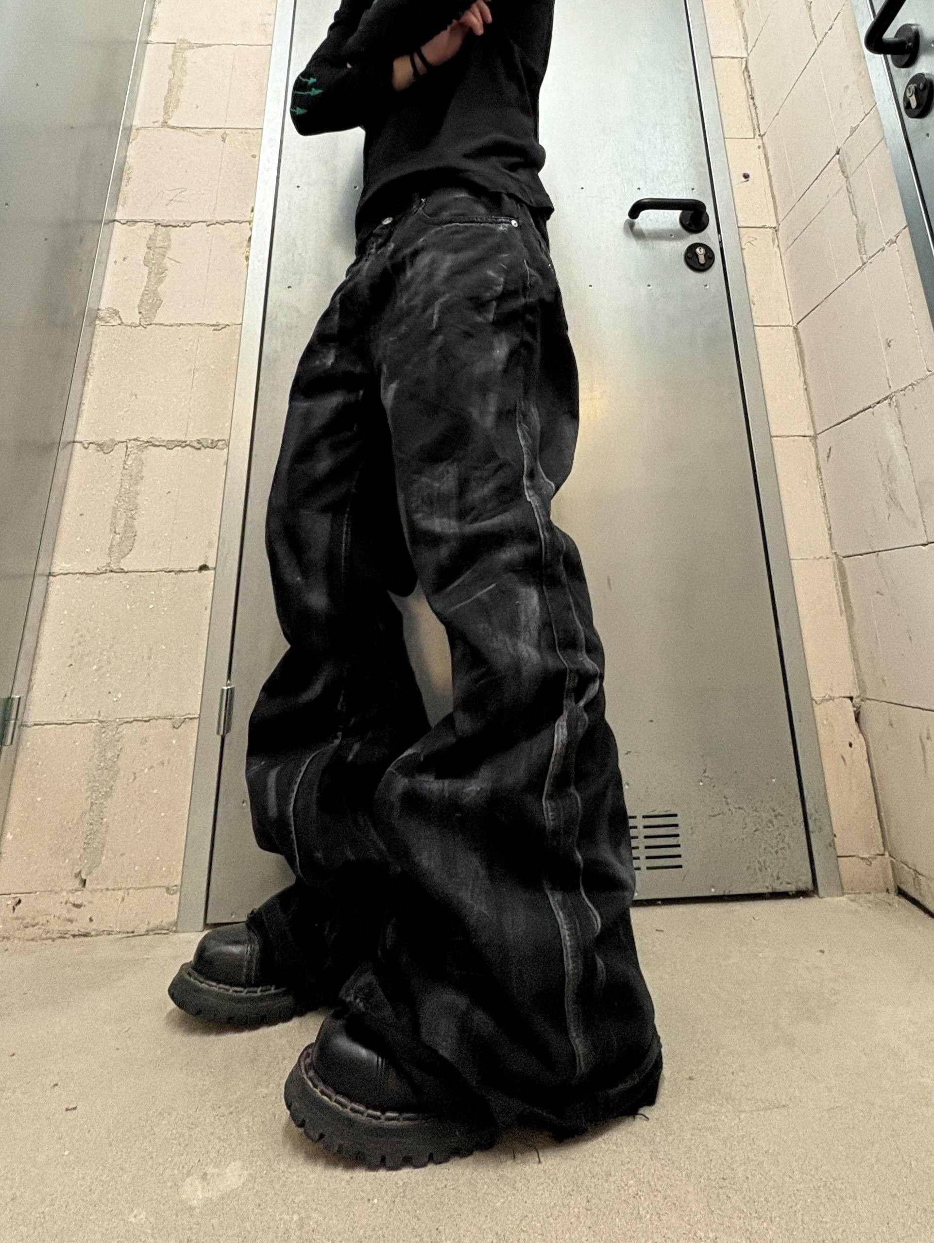 Japanese Brand Black Waxed Flare Pants Size US 32 / EU 48 - 1 Thumbnail