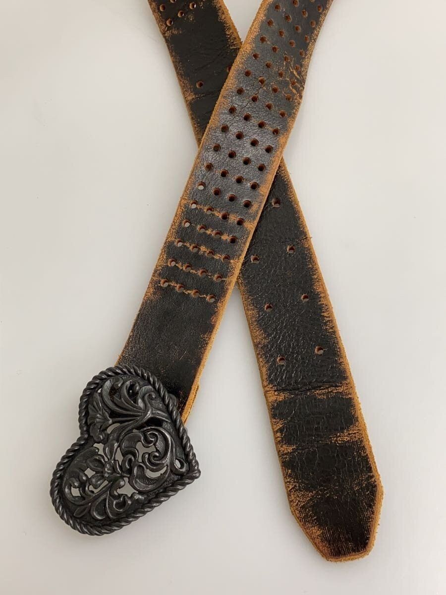 Number (N)ine Heart Buckle Perforated Leather Belt Size ONE SIZE - 2 Thumbnail