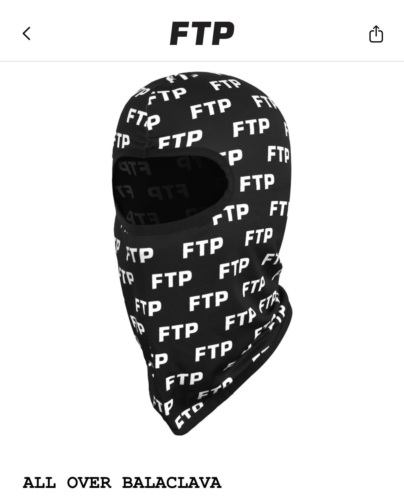 Fuck The Population FTP All Over Balaclava Size ONE SIZE - 1 Thumbnail