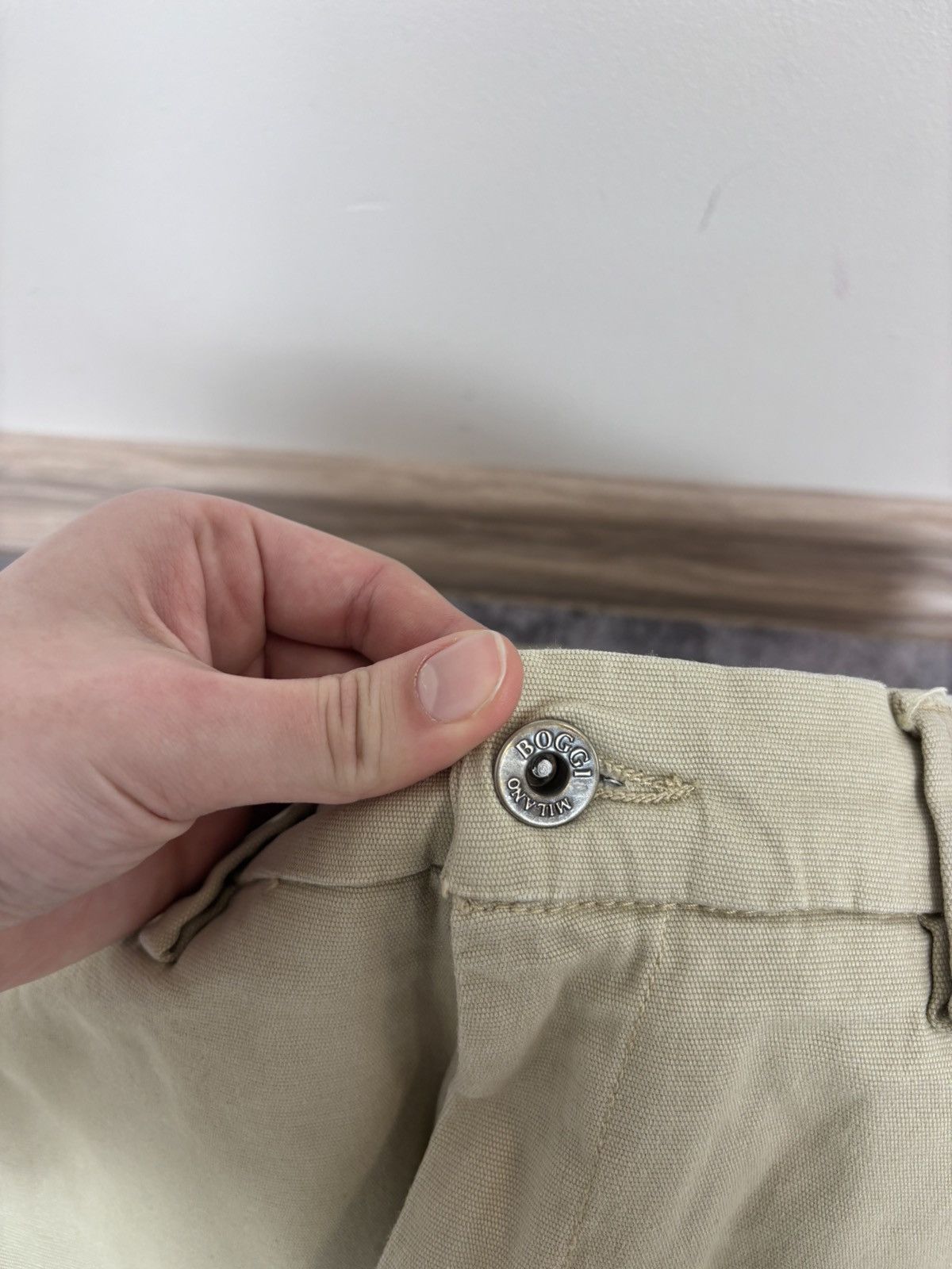 Boggi Boggi Milano Men’s Beige Chino Pants Trousers Cotton Blend Size US 32 / EU 48 - 6 Thumbnail