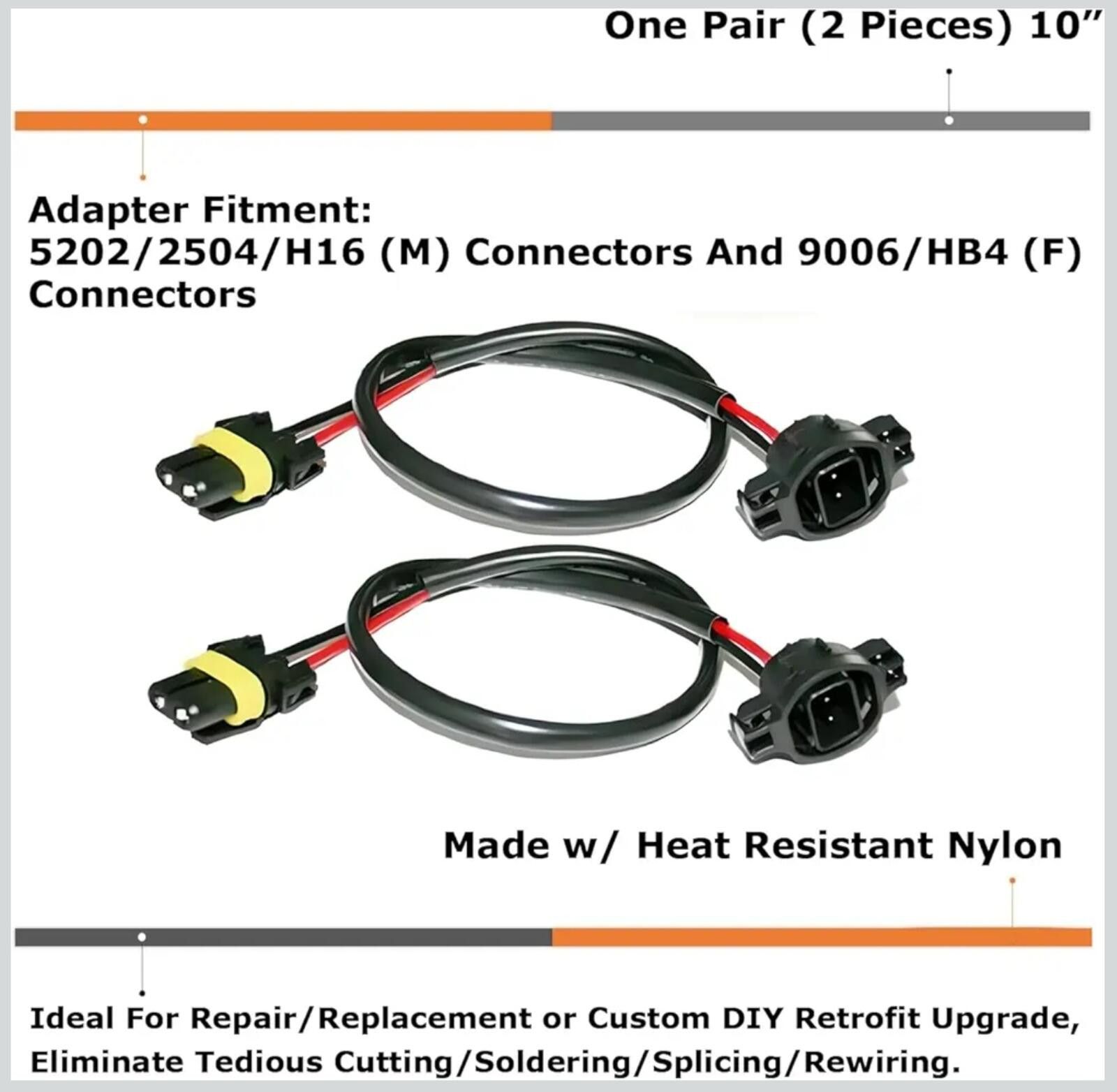 Other iJDMTOY 5202 to 9006 HB4 Wiring Harness Pair Size ONE SIZE - 2 Thumbnail