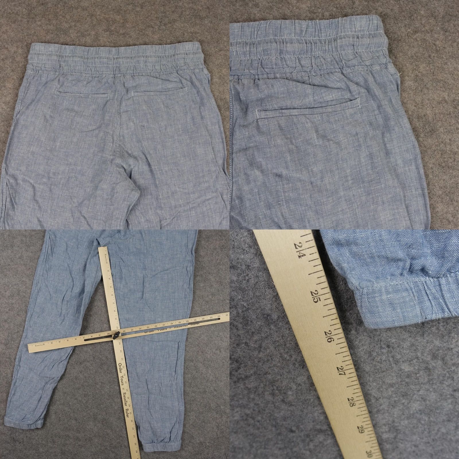 Athleta Athleta Pants Womens 6 Blue Linen Jogger Elastic Waist Zip Pocket Ankle Cuff Tapered Regular Inseam 26 in Casual Womens Size 28" / US 6 / IT 42 - 8 Thumbnail