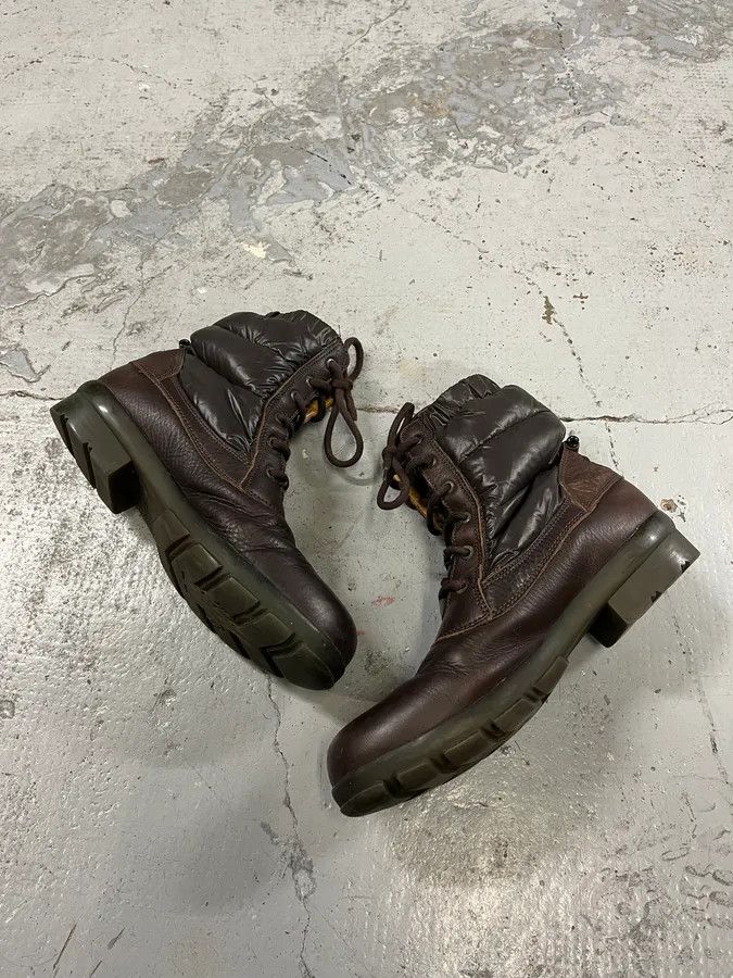 Moncler Moncler Lace-Up Brown Leather Puffer Boots Size US 10 / EU 43 - 3 Thumbnail