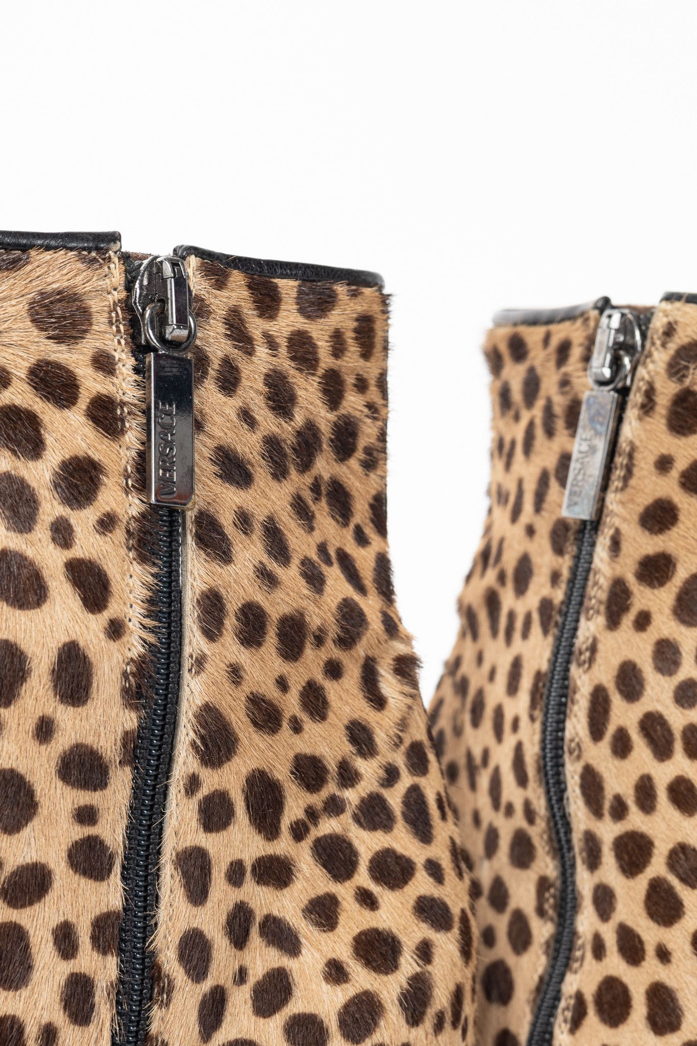 Versace Gianni Versace Camel & Brown Cheetah Calf-Hair Booties Size US 7.5 / IT 37.5 - 9 Thumbnail