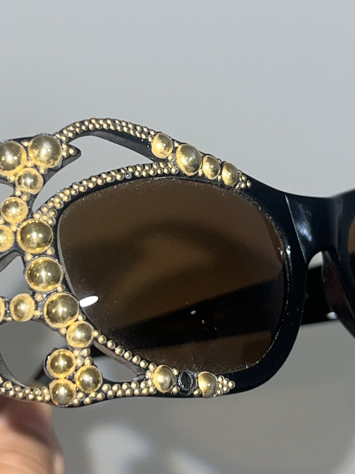 Emmanuelle Khanh Vintage Emmanuelle Khanh Golden Studded Sunglasses Size ONE SIZE - 9 Thumbnail