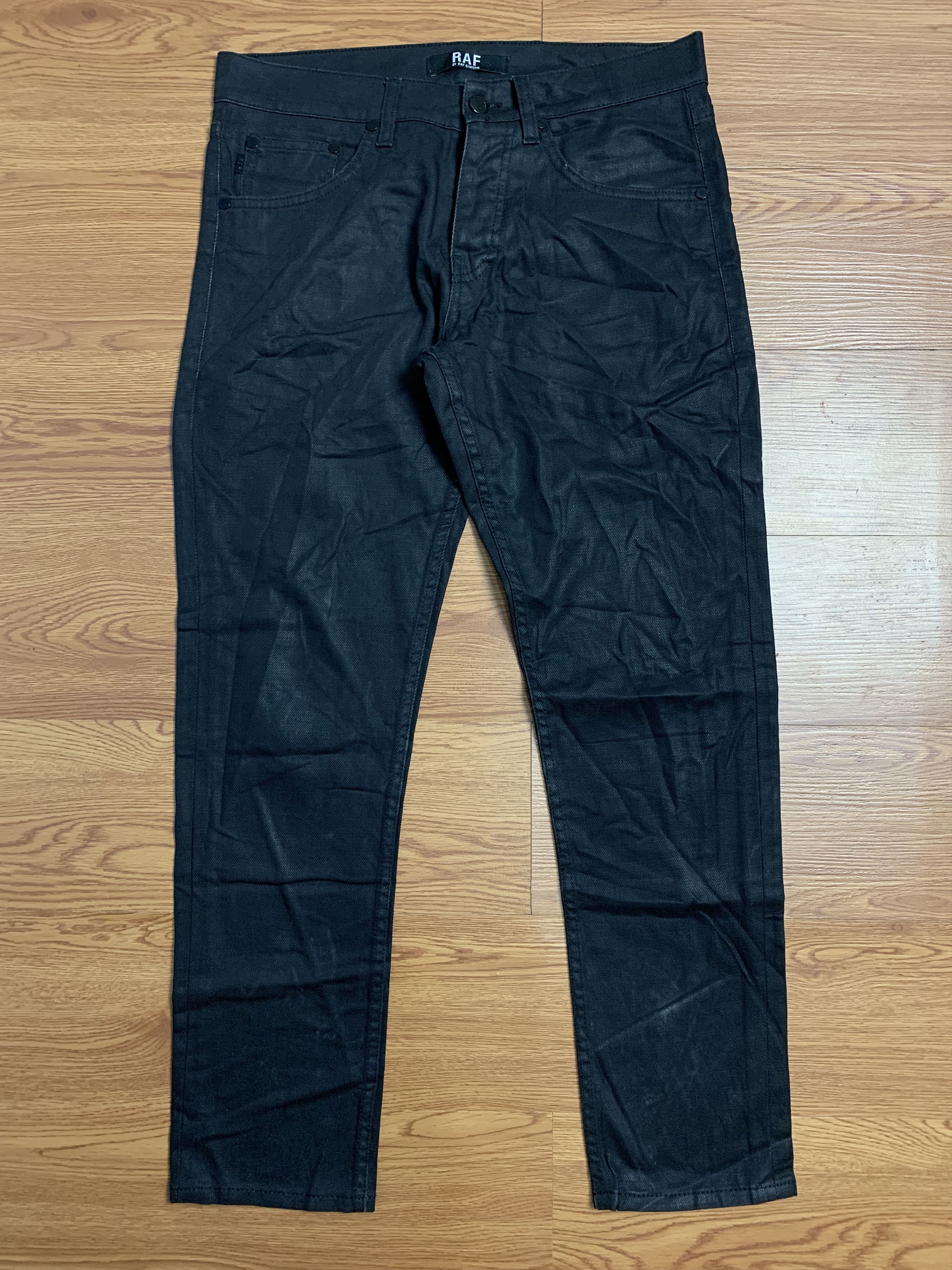 Raf Simons Raf Simons Black Coated Denim Size US 31 - 1 Thumbnail