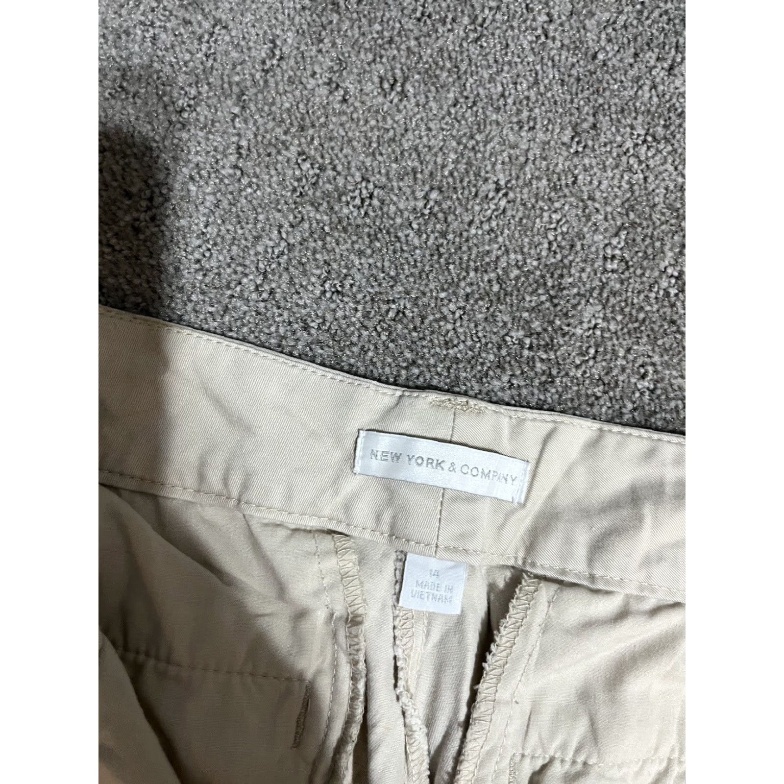 Avenue New York & Company Stretch Pants Women Size 14 Beige Pants Ankle Dress Pants Tapered Flat Front Pockets 28 in Inseam Regular Value: Avenue Womens Size 36" / US 14 / IT 50 - 5 Thumbnail