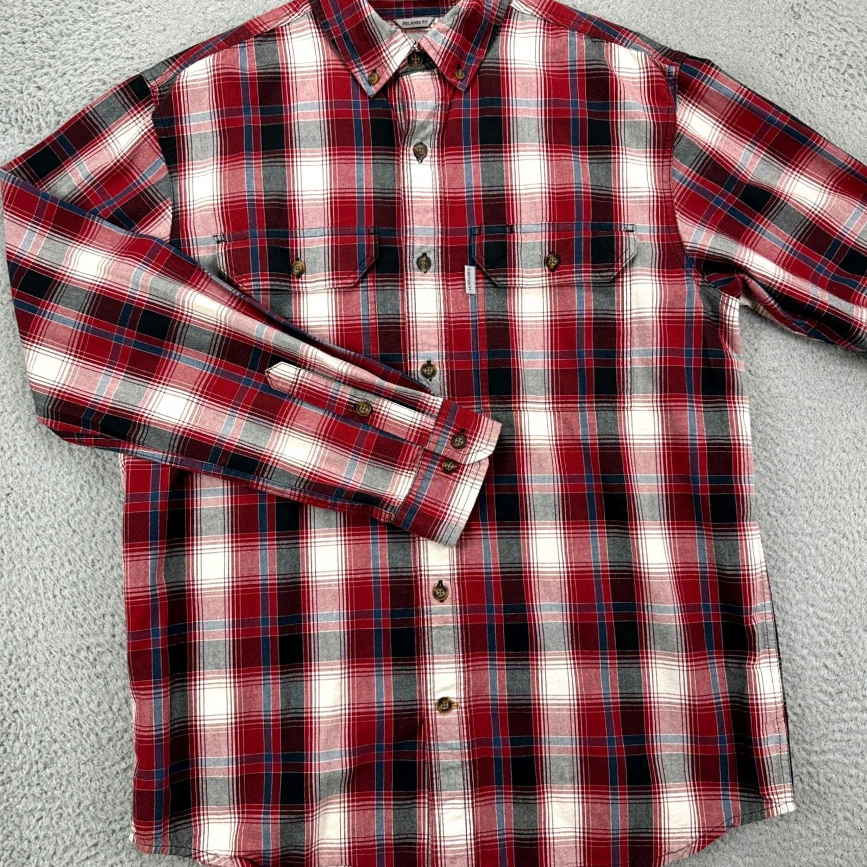 Carhartt Carhartt Button-Down Shirt Mens Medium Red Black Plaid Relaxed Fit Pockets Button-Up Shirt Mens Size US M / EU 48-50 / 2 - 2 Thumbnail