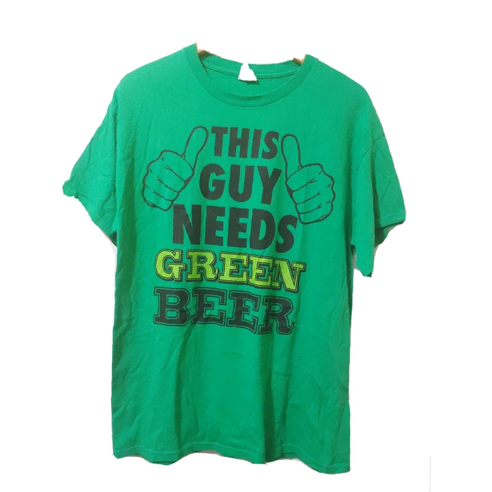Gildan Gildan Mens Graphic Tee L Green Short Sleeve Cotton St Patrick's Day Beer Shirt Mens Size US 33 - 2 Thumbnail