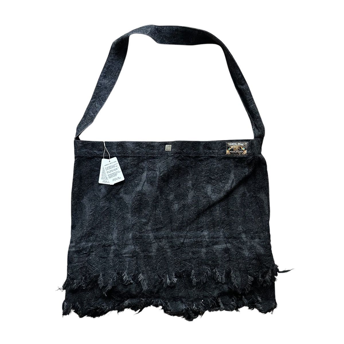 KAPITAL 14ozブラック×ブラックデニムBOOK BAG（BONEpt） KAPITAL] 14ozブラックデニム BOOK BAG（BONE pt） - TAKE FIVE