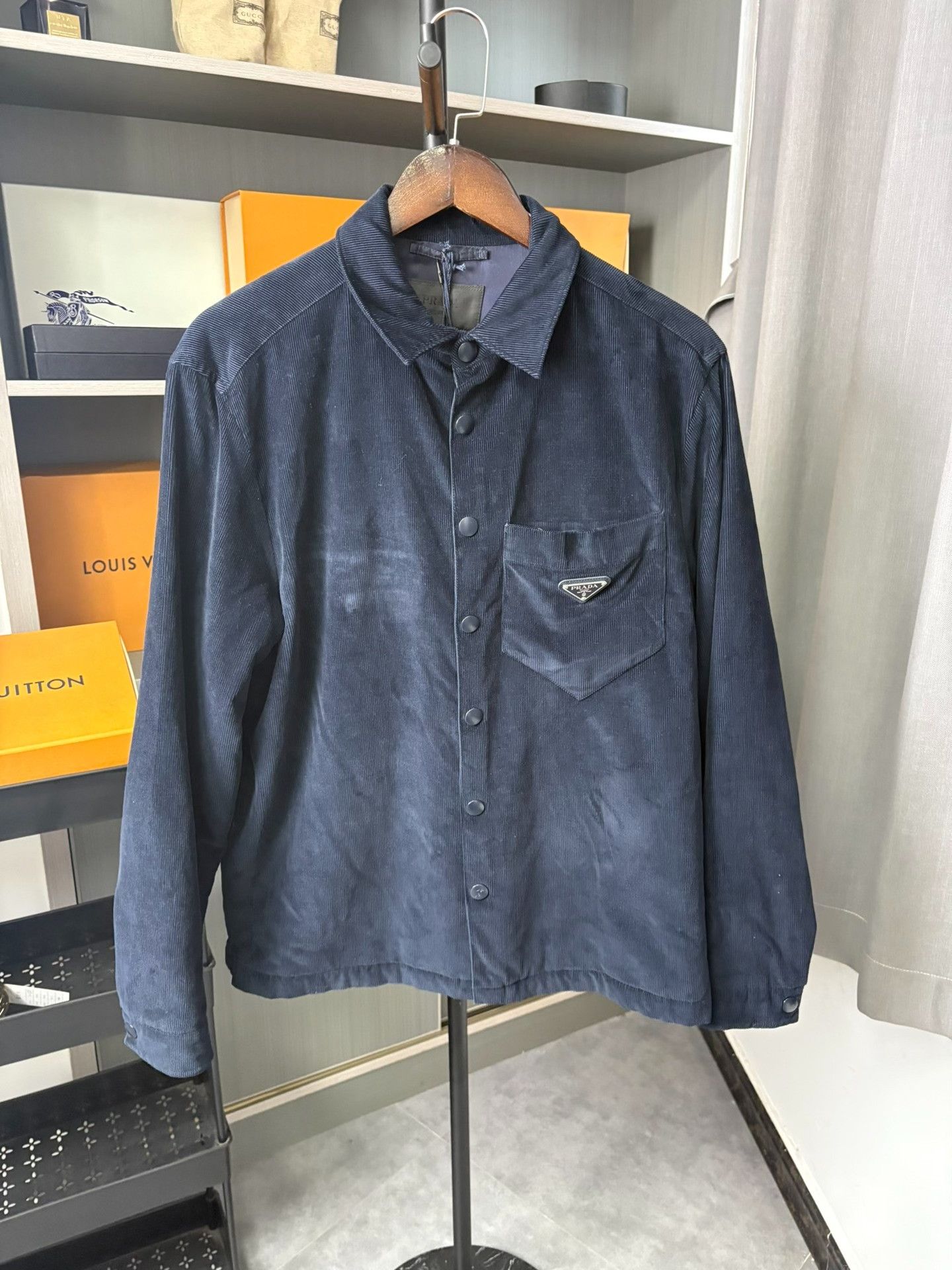 Prada Prada Corduroy Blue Light Jacket S Men Size US S / EU 44-46 / 1 - 1 Thumbnail