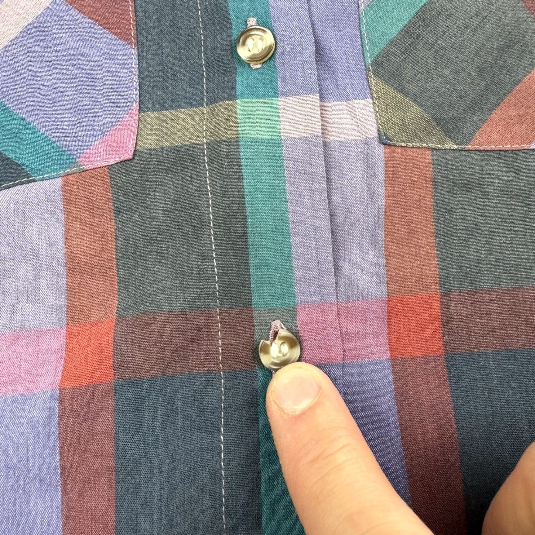 Lee VINTAGE Lee Button-Up Shirt Womens 7/8 Purple Plaid Long Sleeve 1980s 70s Classic Hipster Size M / US 6-8 / IT 42-44 - 4 Thumbnail