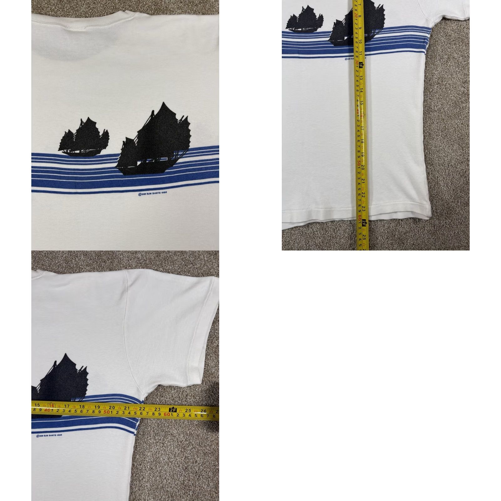 Vintage VINTAGE Dim Sum T-Shirt Mens L White 90s Stitch AOP Tee Short Sleeve Round Neck Gross Stitch Single Stitch Pattern Solid 90s Retro Hong Kong Mens Size US L / EU 52-54 / 3 - 8 Thumbnail