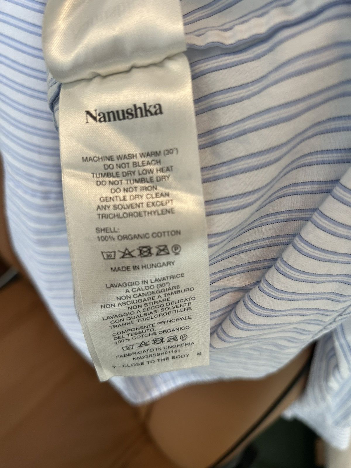 Nanushka Nanushka Blue & White Striped Button-Up Shirt – Size Large Size US L / EU 52-54 / 3 - 7 Thumbnail