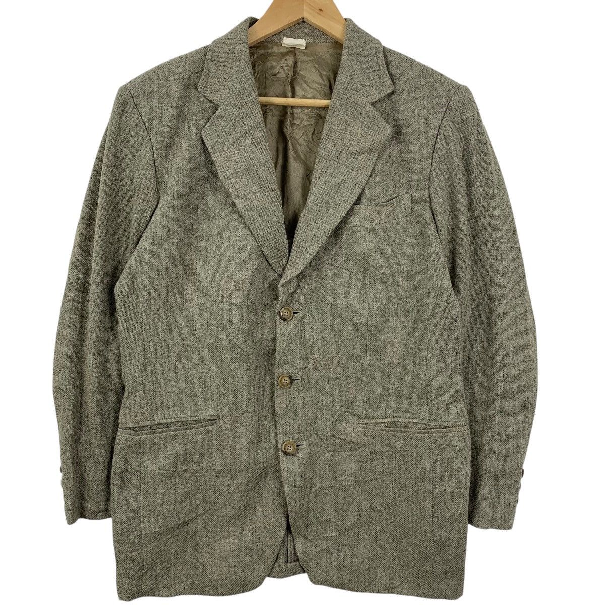 Adolfo Dominguez Vintage ADOLFO DOMINGUEZ Silk Linen Blazer Coat Peacoat Size 46L - 5 Thumbnail