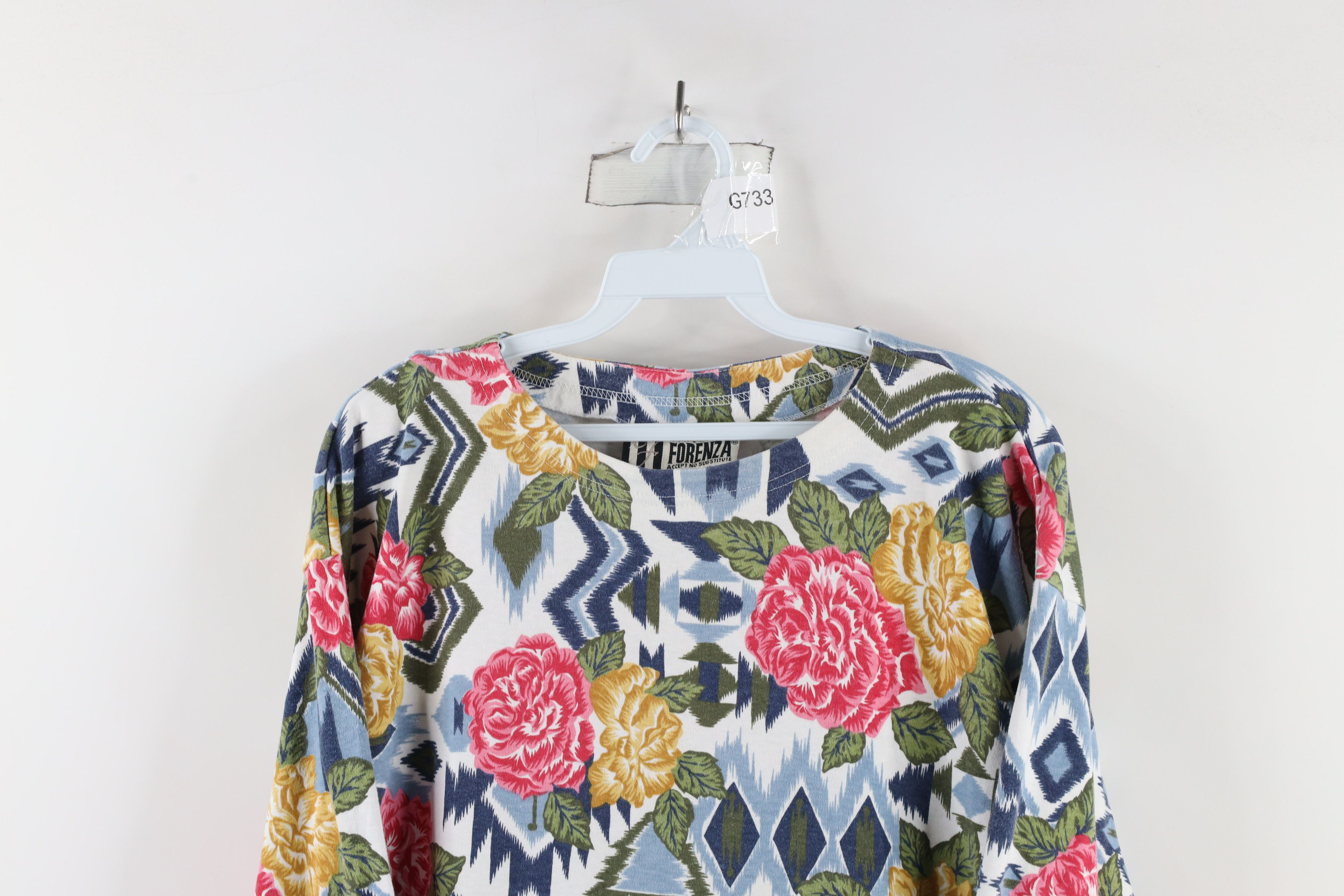 Vintage Vintage 90s Streetwear 3/4 Sleeve Flower Floral T-Shirt USA Size L / US 10 / IT 46 - 2 Thumbnail