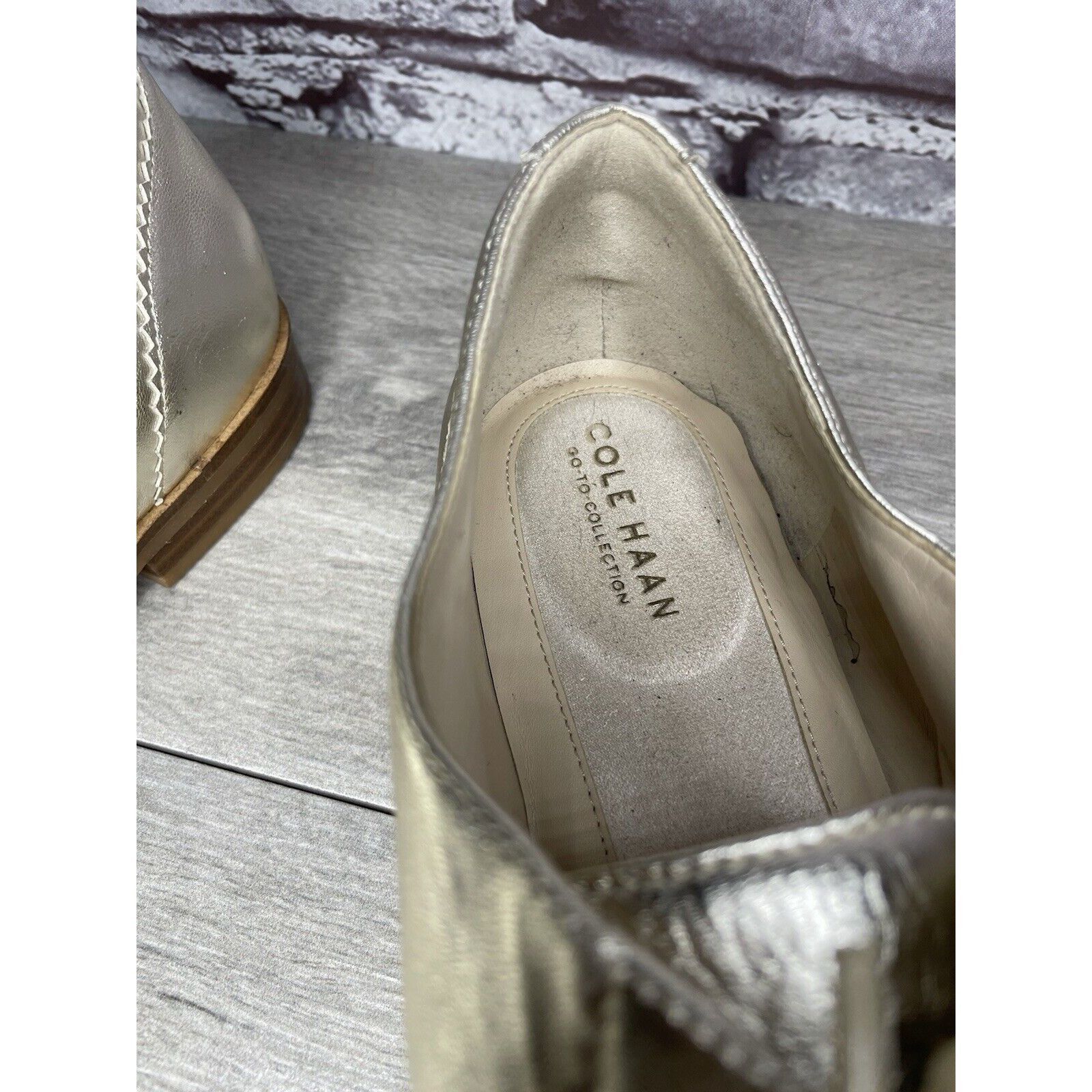 Cole Haan COLE HAAN Go To Collection Arden Gold Metallic Leather Oxfor Size US 10 / IT 40 - 15 Thumbnail