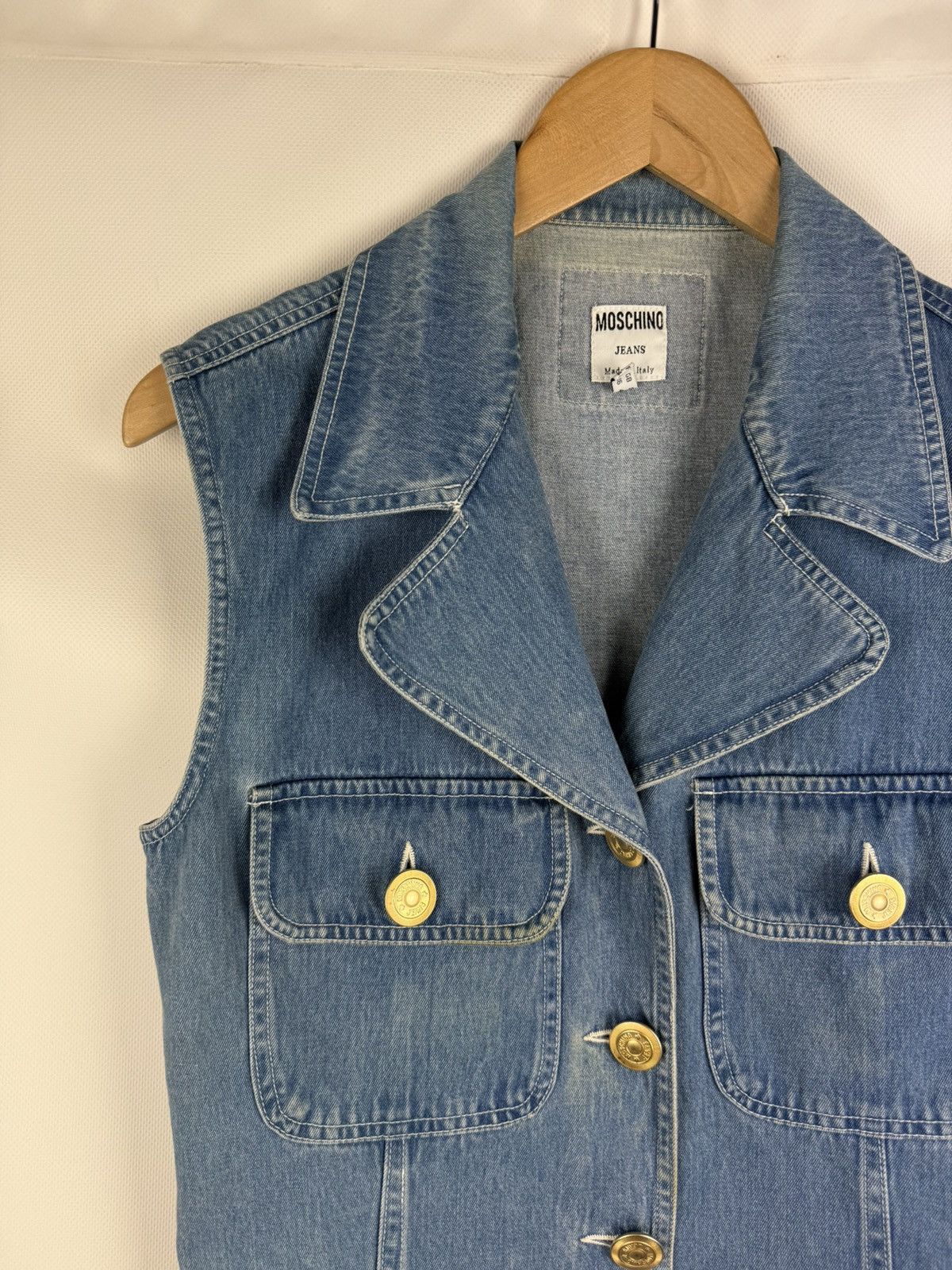 Moschino × Vintage Moschino Jeans VTG Denim Sleeveless Vest Jacket Waistcoat Size XL / US 12-14 / IT 48-50 - 4 Thumbnail