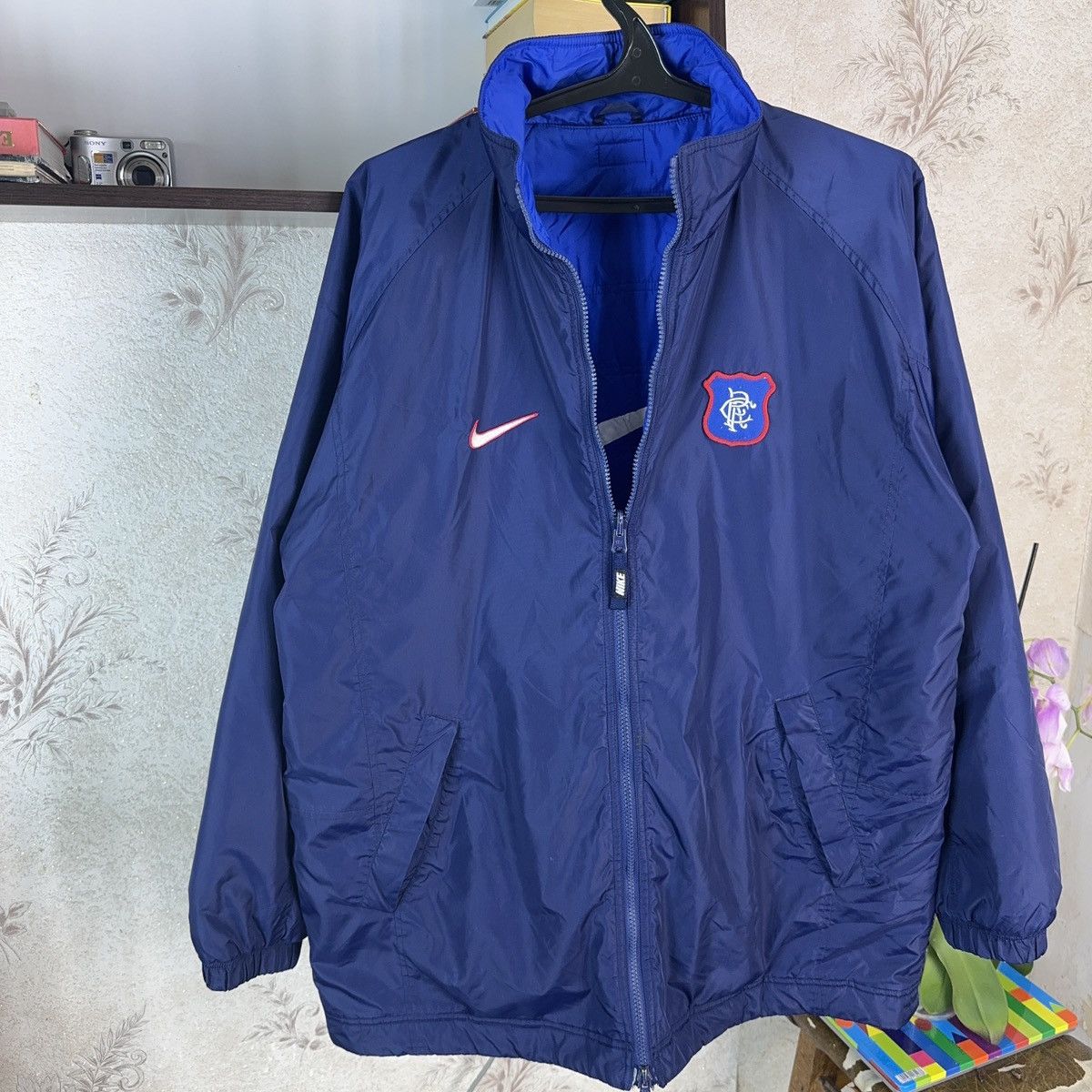 Nike × Vintage Vintage Nike Glasgow Rangers 1997 Jacket Reversibl Blue Size US L / EU 52-54 / 3 - 14 Thumbnail